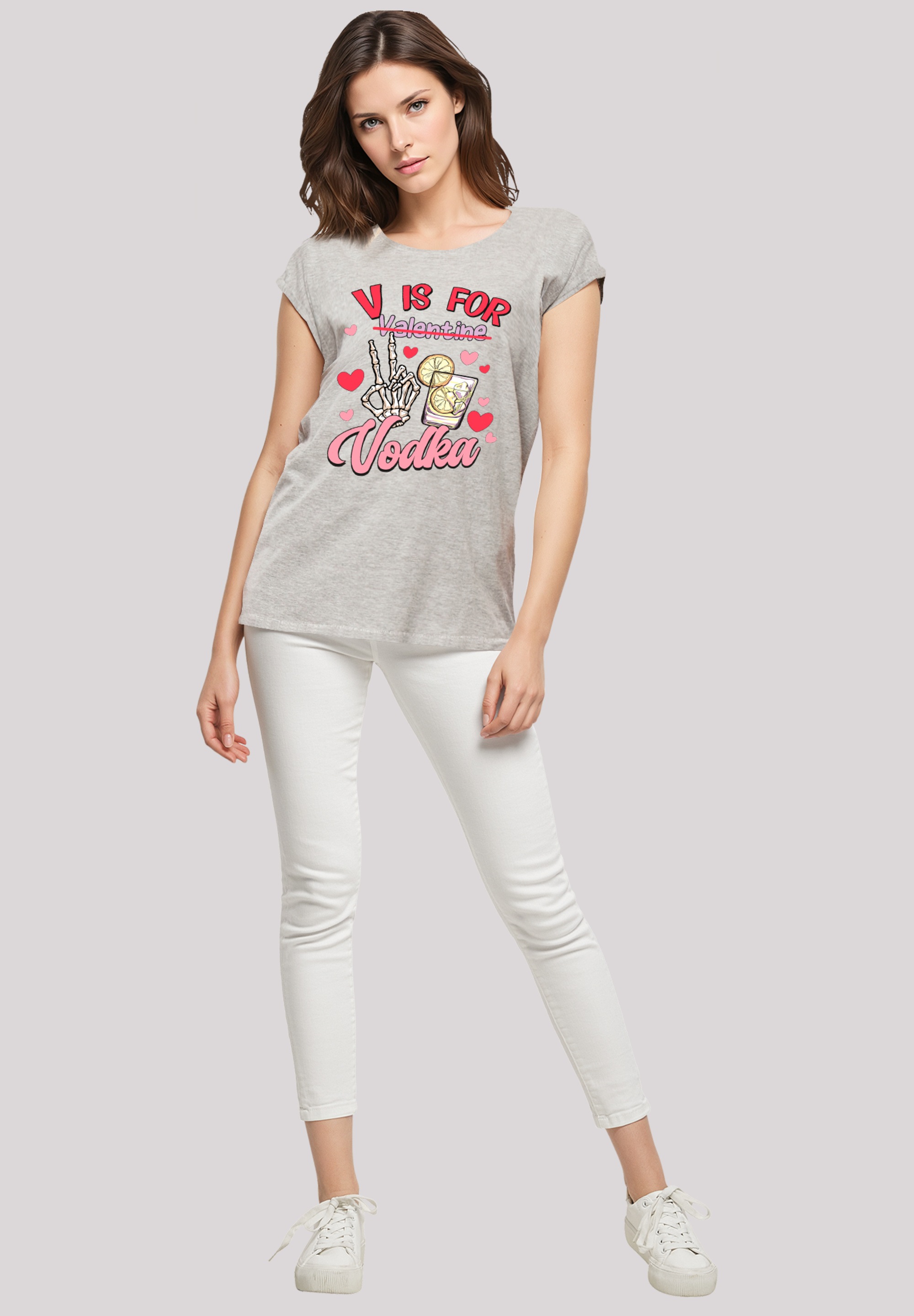 F4NT4STIC T-Shirt »Anti Valentinstag V is for Vodka«, Premium Qualität