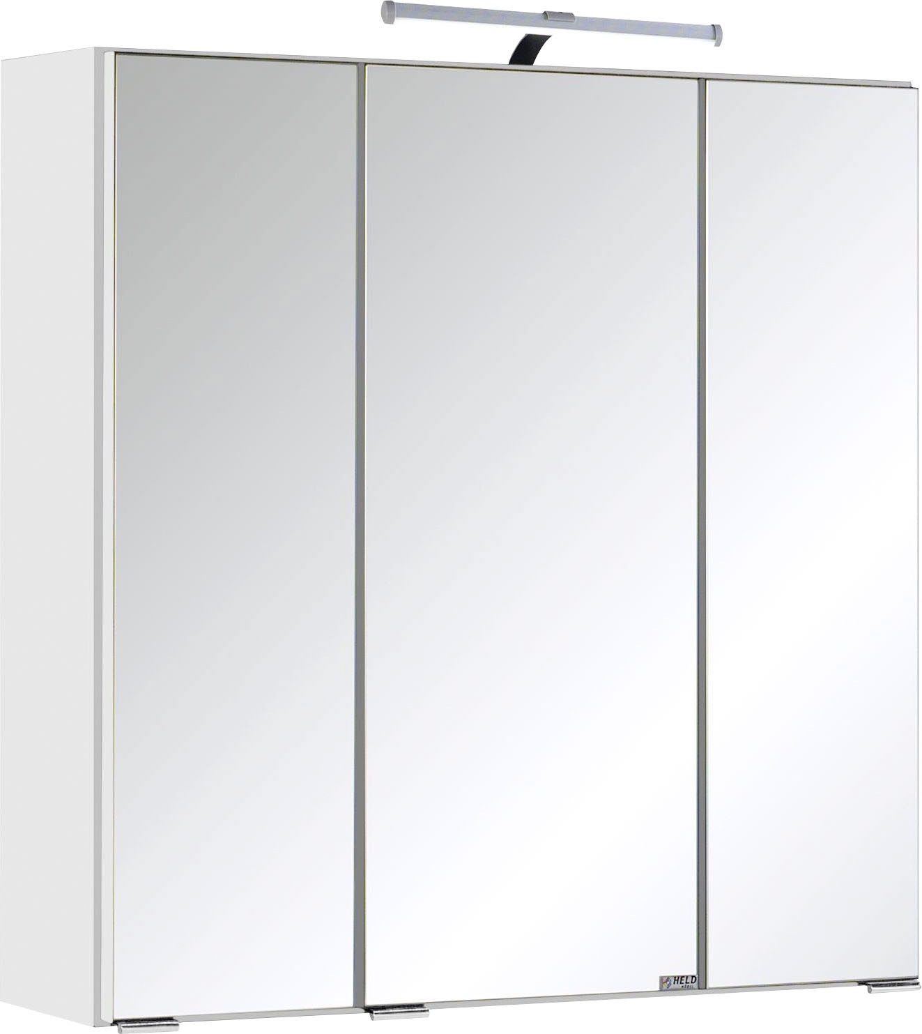 welltime Badmöbel-Set »"Trento", Badezimmer-Set, Waschbeckenunterschrank, Spiegelschrank«, (2 St.), inkl. LED Aufbauleuchtung Schalter/Steckdose, Möbel Made in Germany