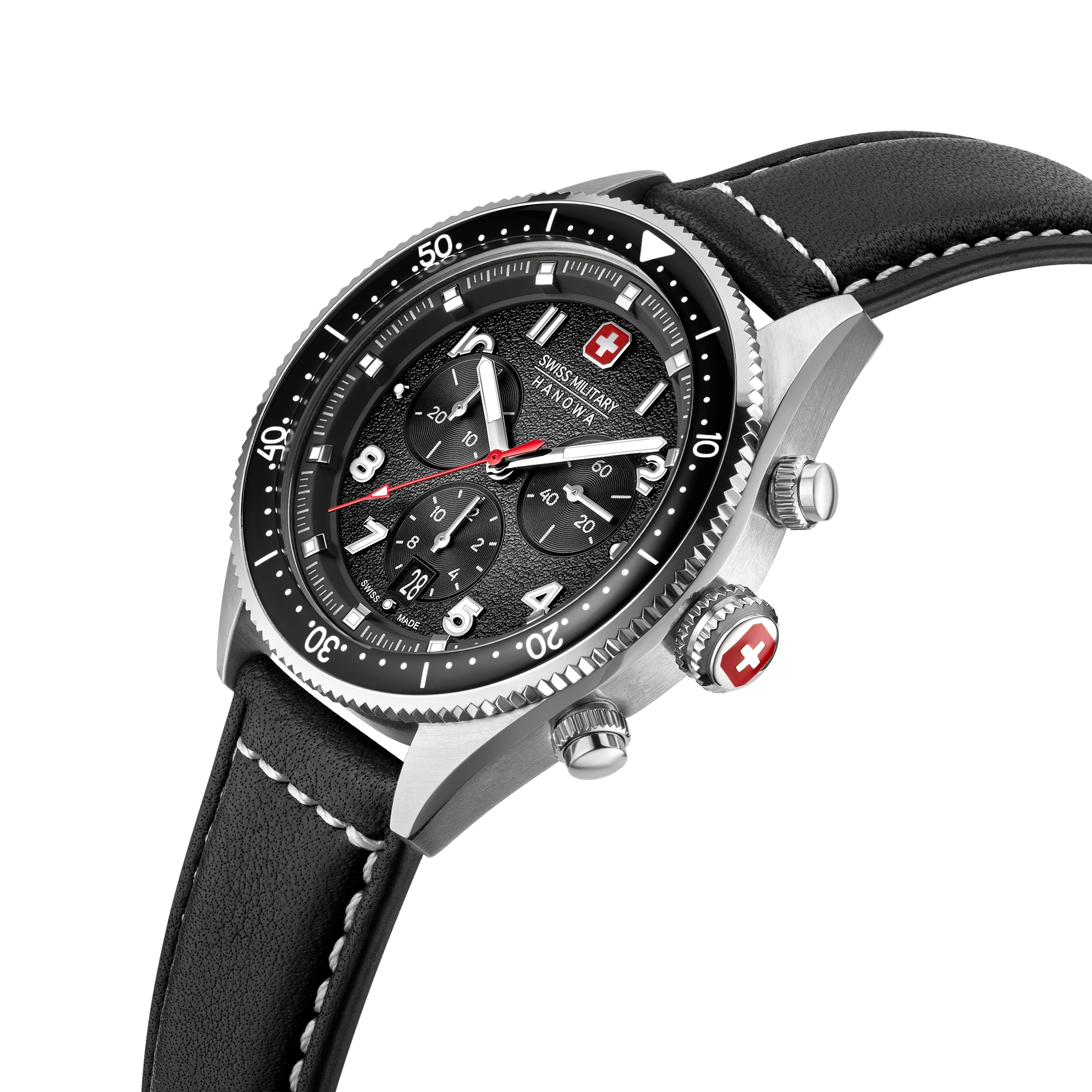 Swiss Military Hanowa Chronograph »Greyhound Chrono« Quarzuhr, Armbanduhr, Herrenuhr, Swiss Made, Lederarmband, analog, Tag