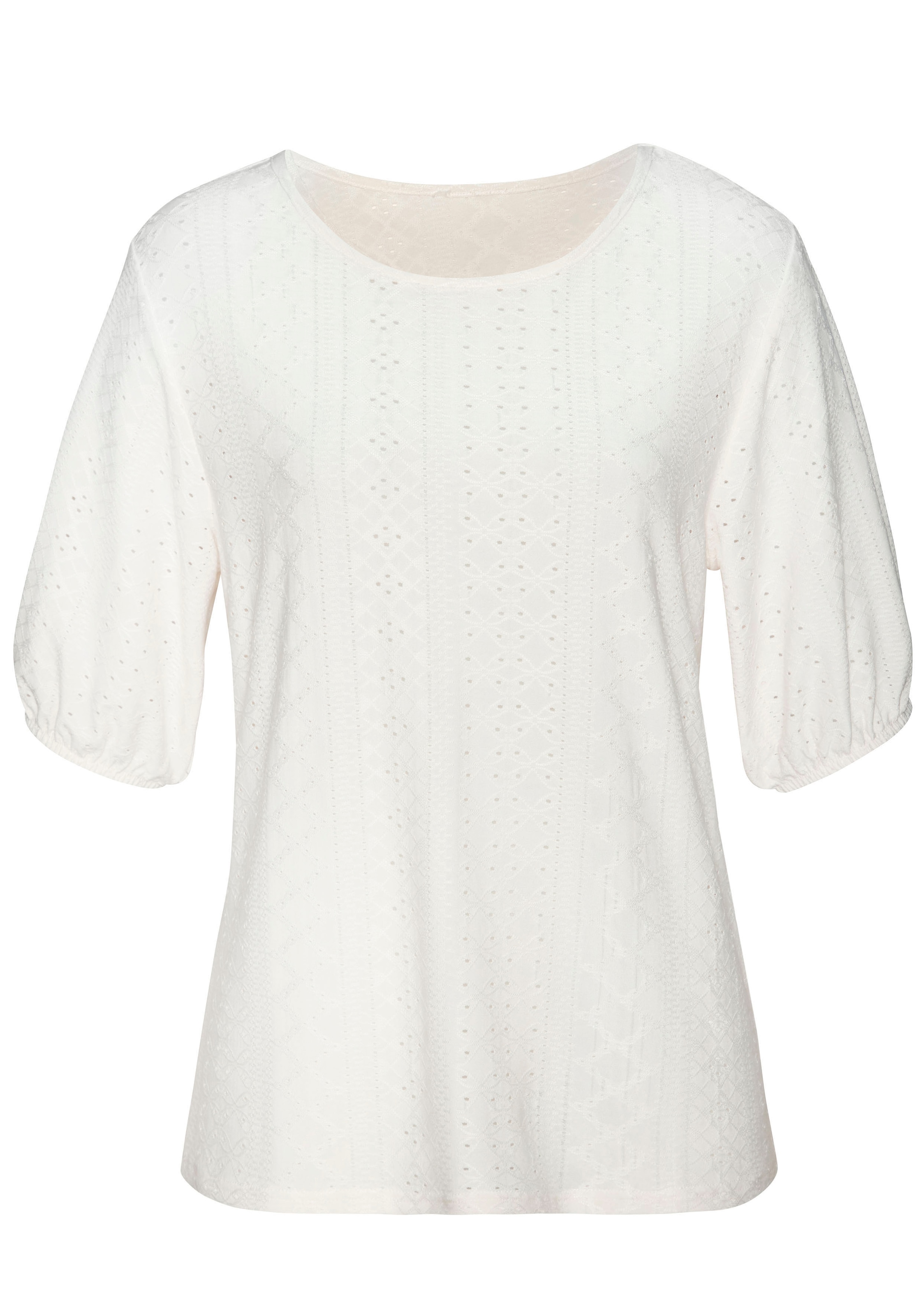 Vivance Kurzarmshirt »mit Lochstickerei«, (2er-Pack), aus pflegeleichter Qualität