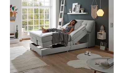 Boxspringbett »Concord«, inkl. Motor, Stauraum im Kopfteil und Topper