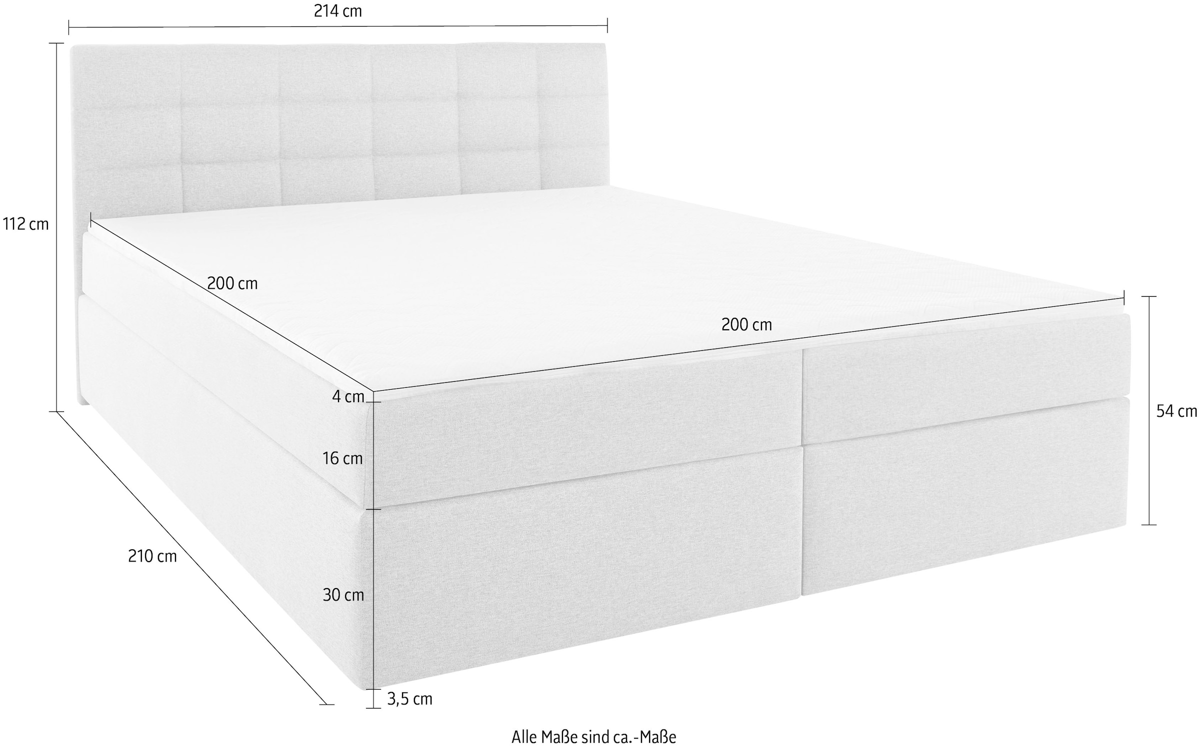 INOSIGN Boxbett »Ovalo« wahlweise mit Bettkasten, in H2, H3 & H4 erhältilich