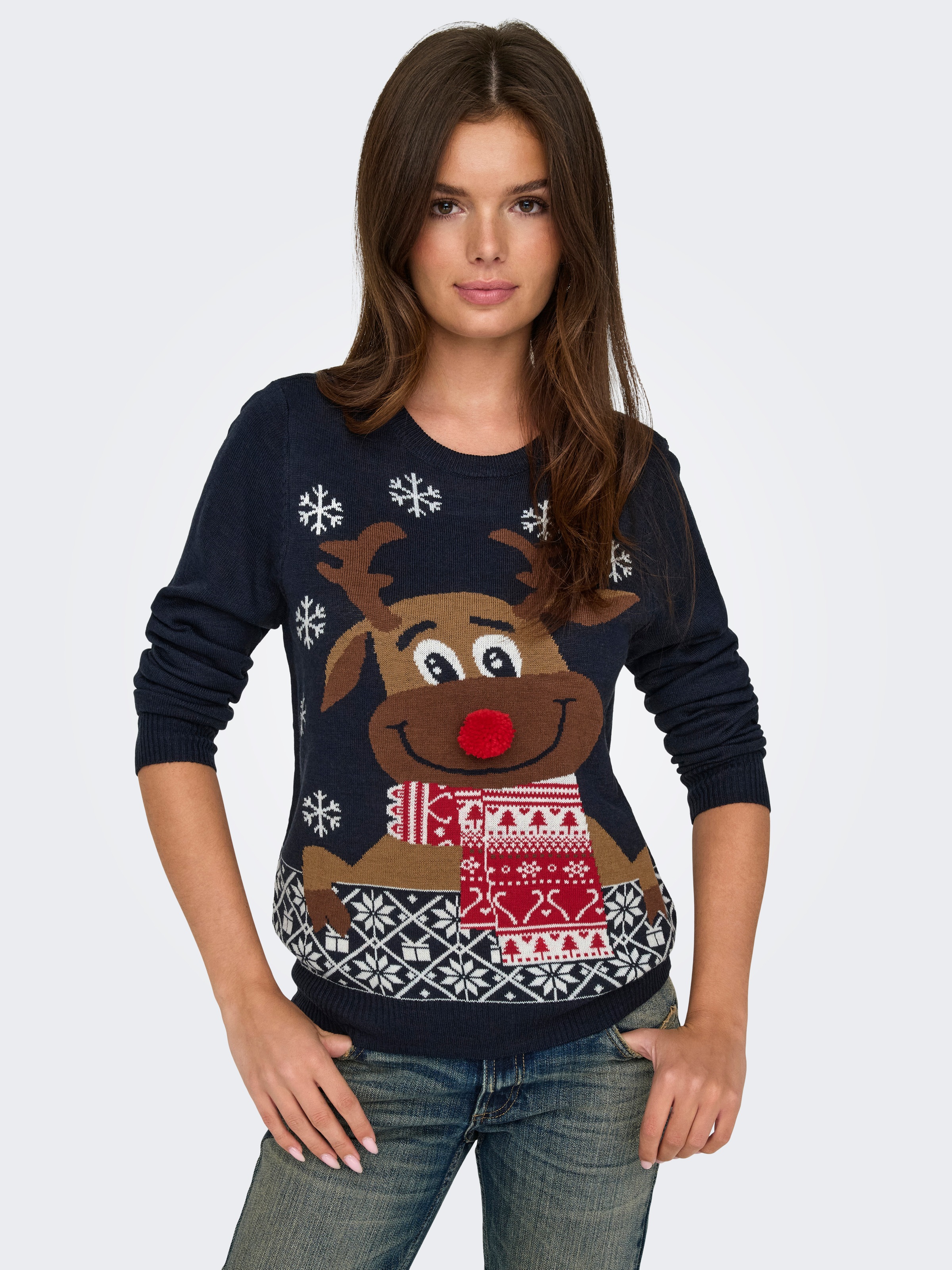 ONLY Weihnachtspullover "ONLXMAS LS O-NECK MIX DETAIL BOX KNT" günstig online kaufen