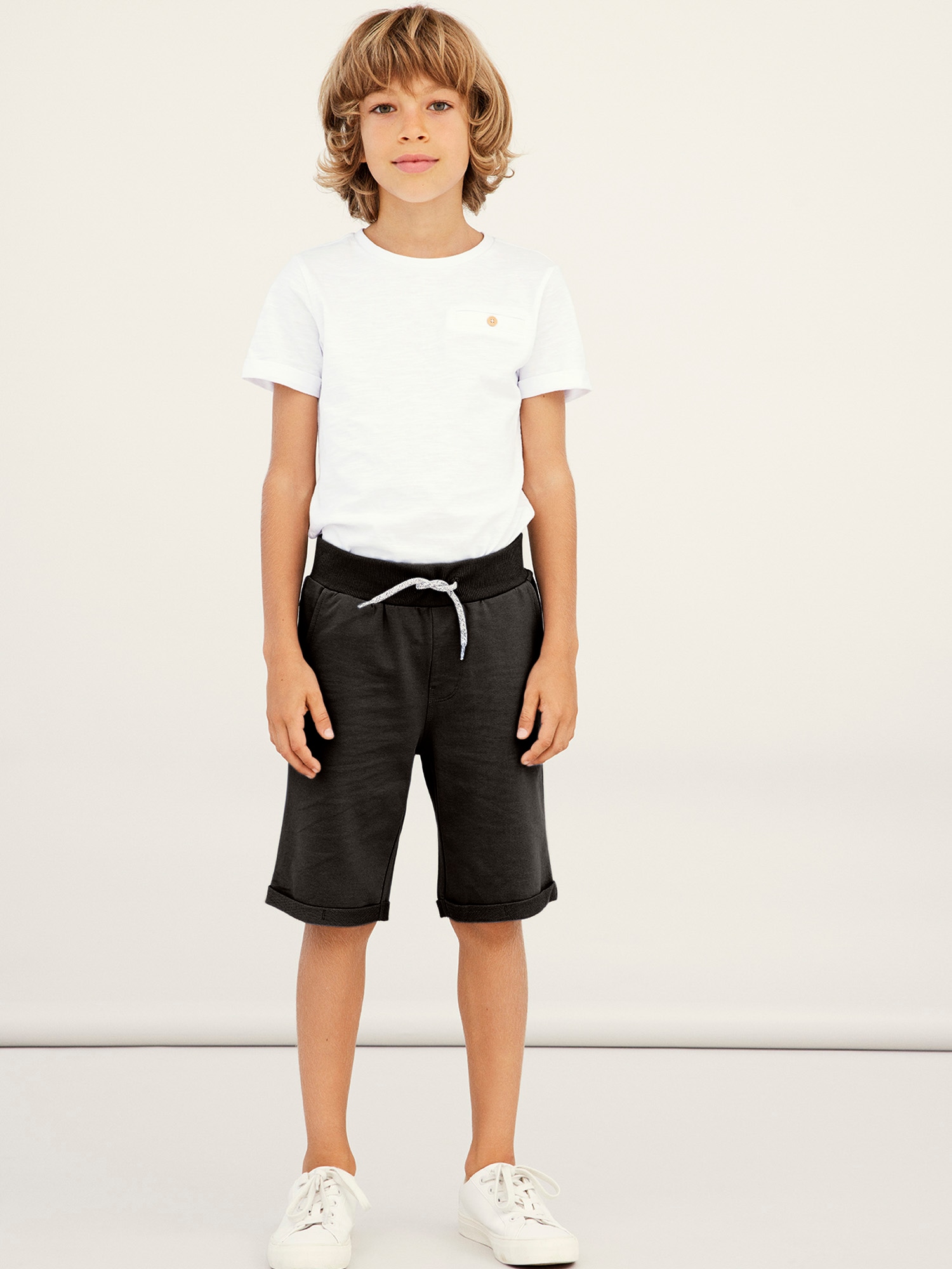 Name It Sweatshorts "Nkmvermo Long Swe Shorts Unb F Noos" Baumwolle, Umschlagsaum