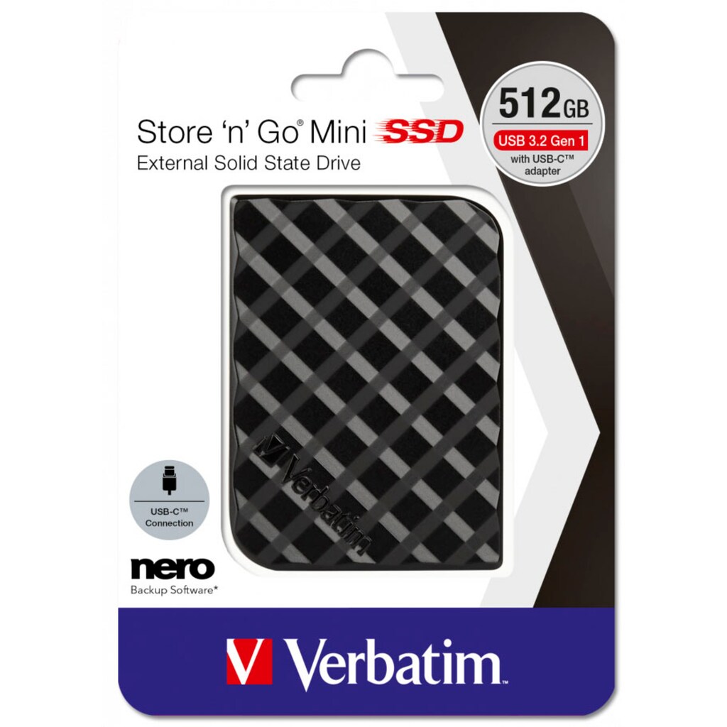 Verbatim externe SSD »Store 'n' Go Mini«, Anschluss USB 3.2 Gen-1-Micro-USB B