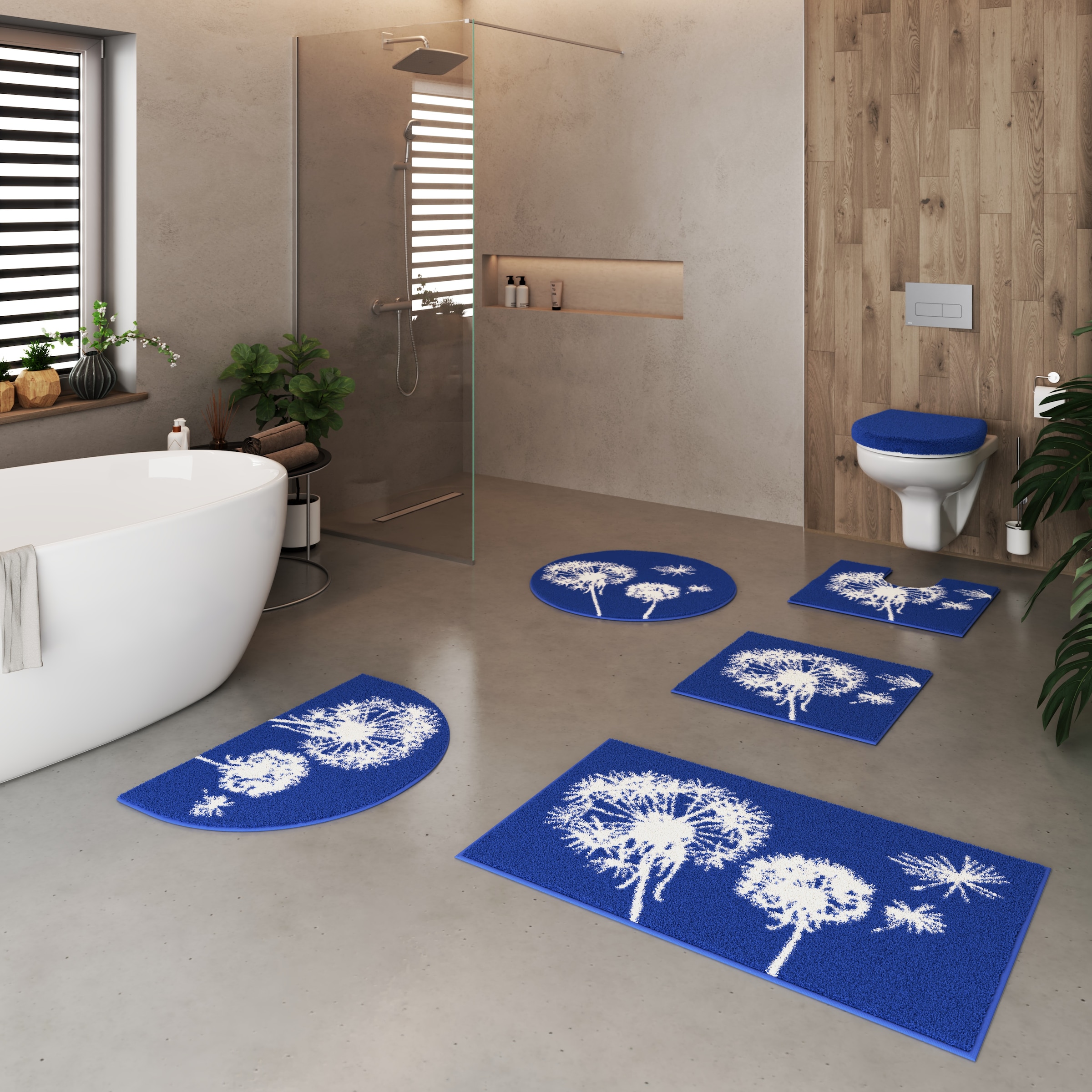 Grund Badematte »Pusteblume, Badvorleger, Badezimmer Teppich, sehr weich«, rutschhemmend beschichtet, schnell trocknend-fußbodenheizungsgeeignet, weiche Haptik, auch als 2-teiliges Set erhältlich, Made in Europe