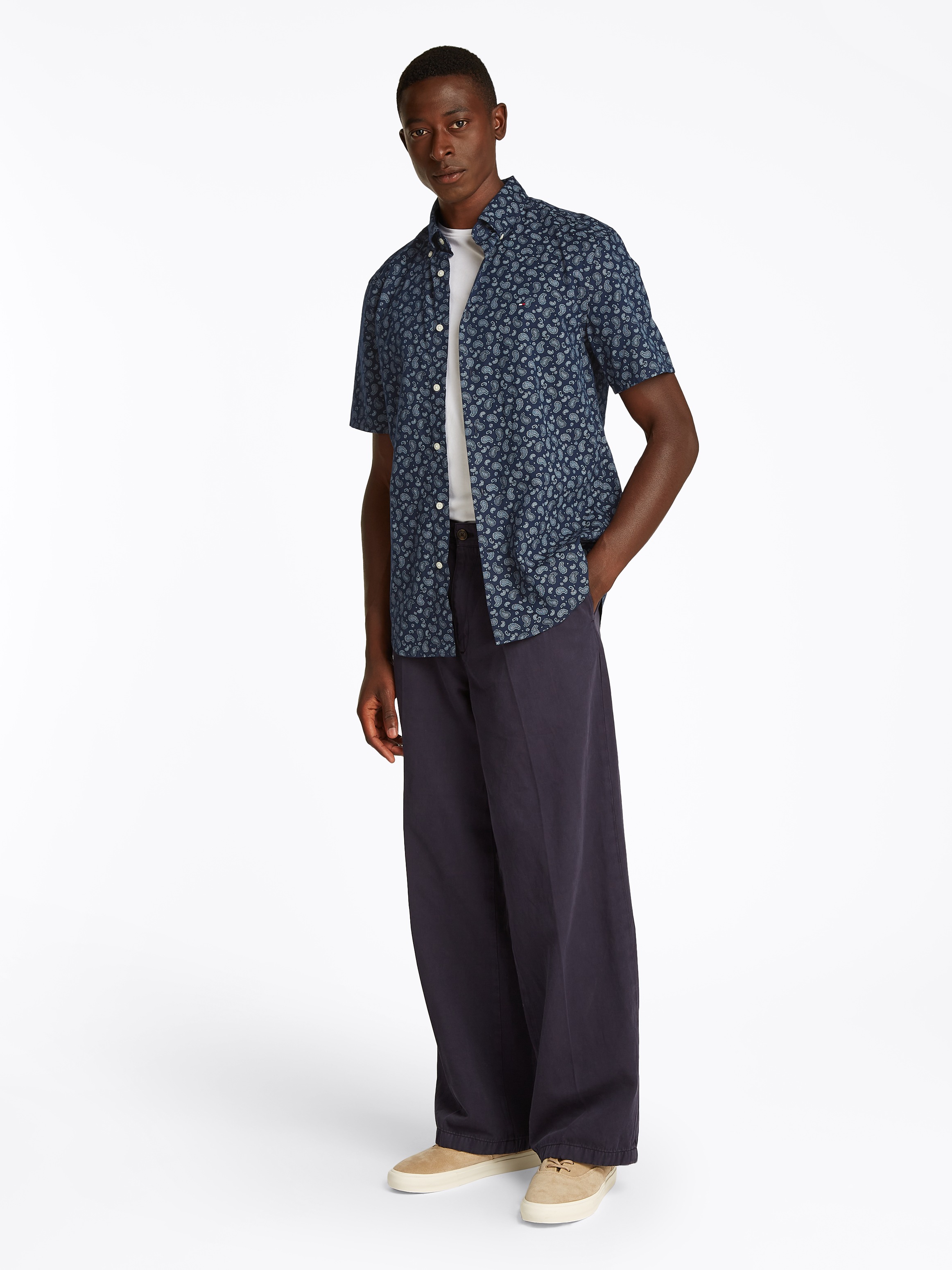 Tommy Hilfiger Kurzarmhemd »COTTON LINEN PAISLEY RF SS SHIRT«