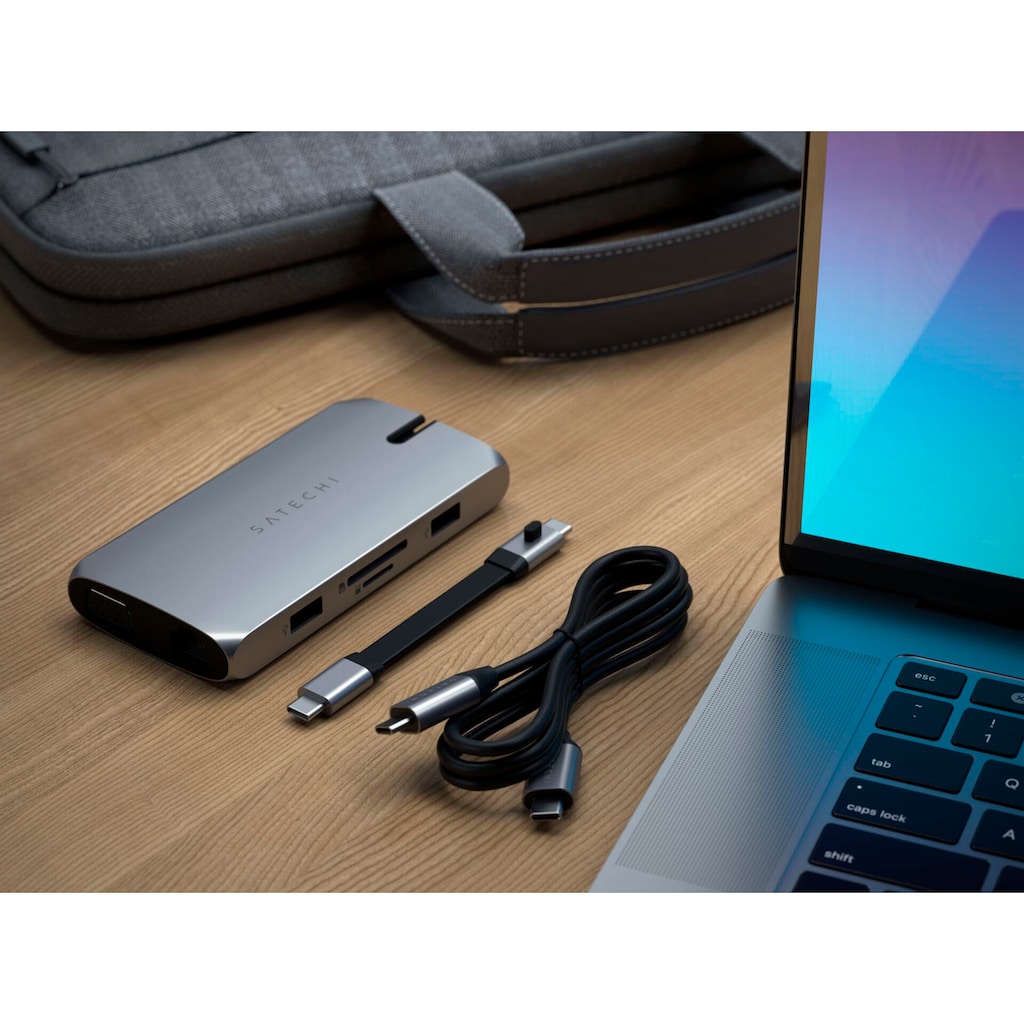 Satechi USB-Adapter »USB-C On-the-Go Multiport Adapter«, USB-C zu HDMI-VGA-USB Typ A-USB Typ C-RJ-45 (Ethernet)-MicroSD-Card-SD-Card