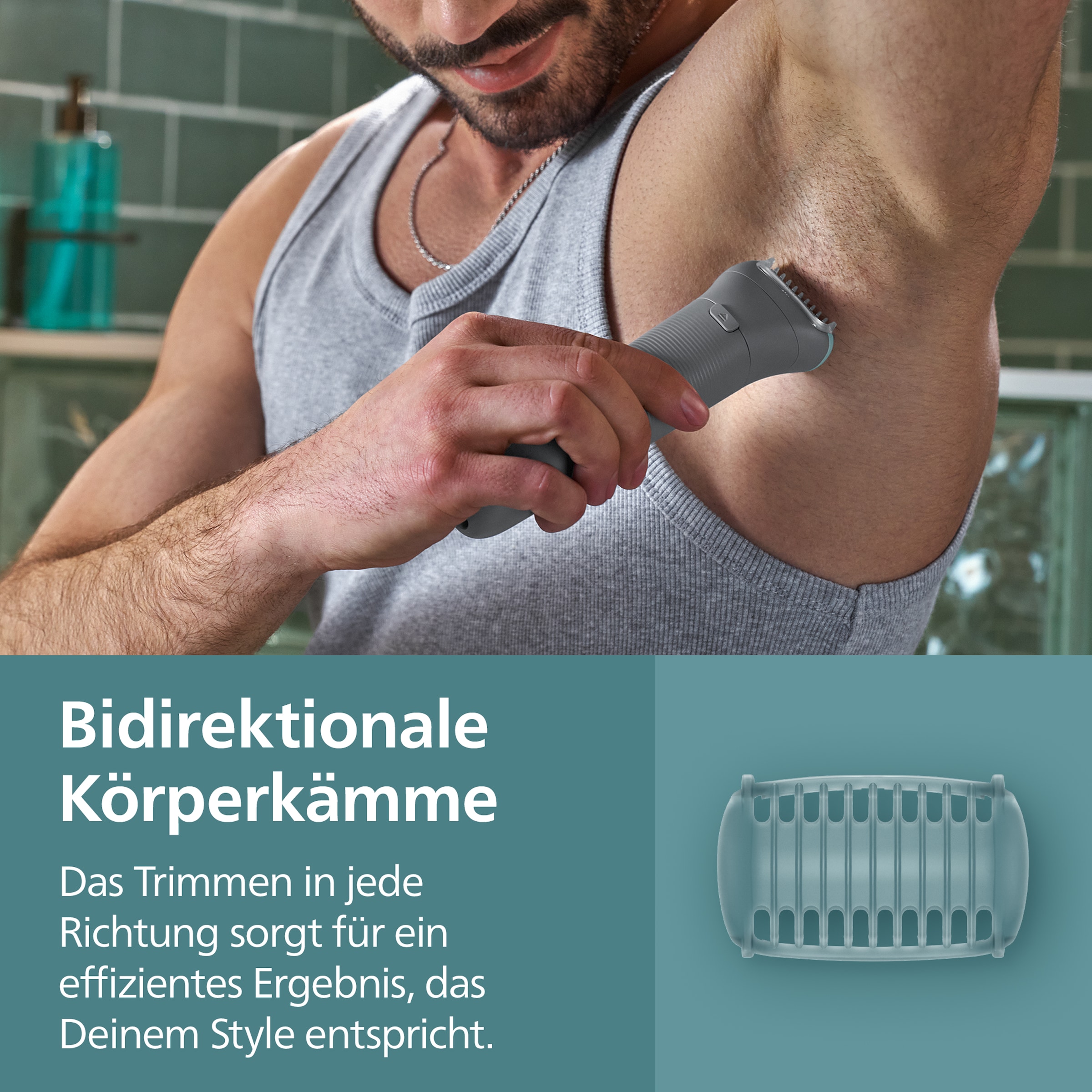 Philips Elektrokörperrasierer »Serie 3000 BG3485/15«, 3 St. Aufsätze, mit Triple Protect-Rasiersystem, wasserfest, inkl. Aufbewahrungstasche