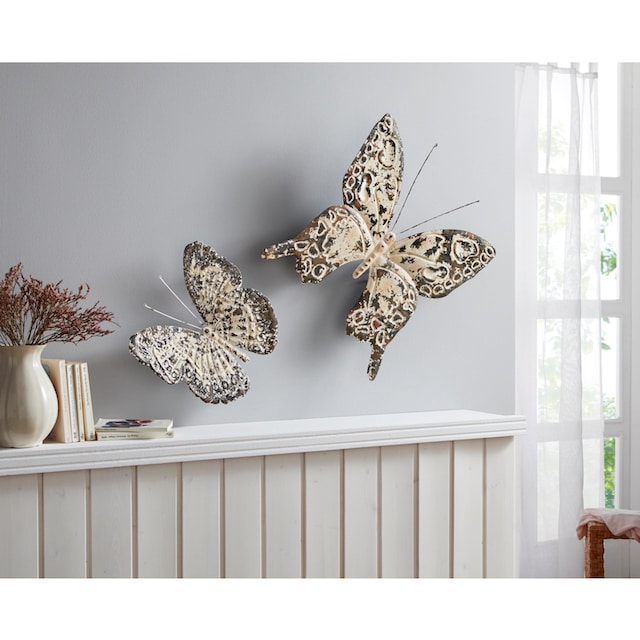 Home affaire Wanddekoobjekt »Wanddeko Vintage Butterfly«, Wanddekoration,  Schmetterling, aus Metall bestellen | BAUR