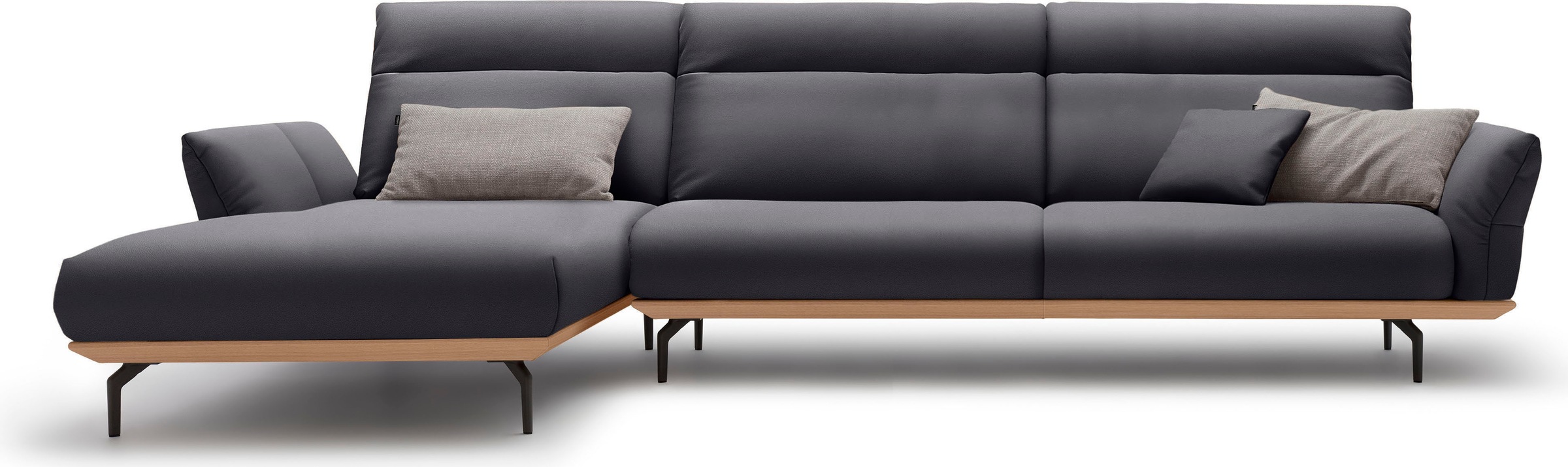 Creation BY ROLF BENZ Ecksofa "CR.460, Design-Sofa der Extraklasse, verstellbare Rückenlehne, L-Form" Sockel in Eiche, Winkelfüße in Umbragrau, Breite 338 cm