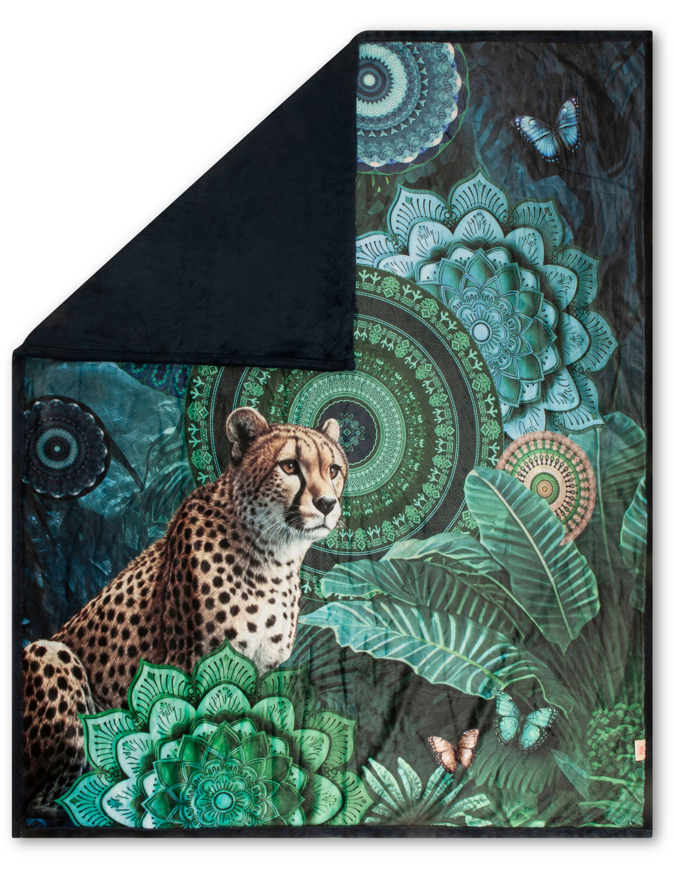 hip Plaid "Nyah" Weich, Kuscheldecke, 130x160 cm, Wendeoptik, Mandala, Leop günstig online kaufen