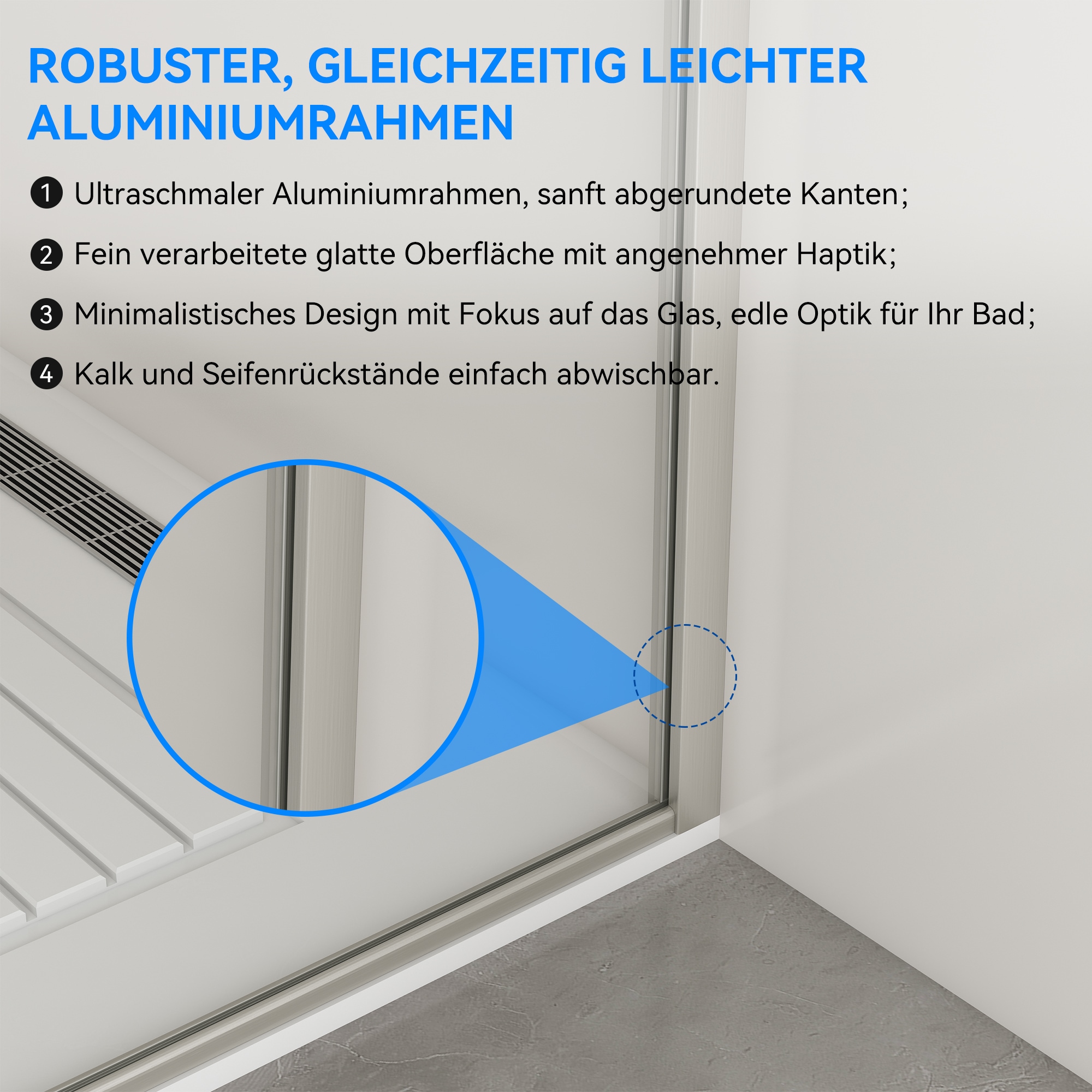 welltime Walk-in-Dusche »Frame« Rundumrahmen, auch mit stabilisierendem Eckregal in der Plus Variante