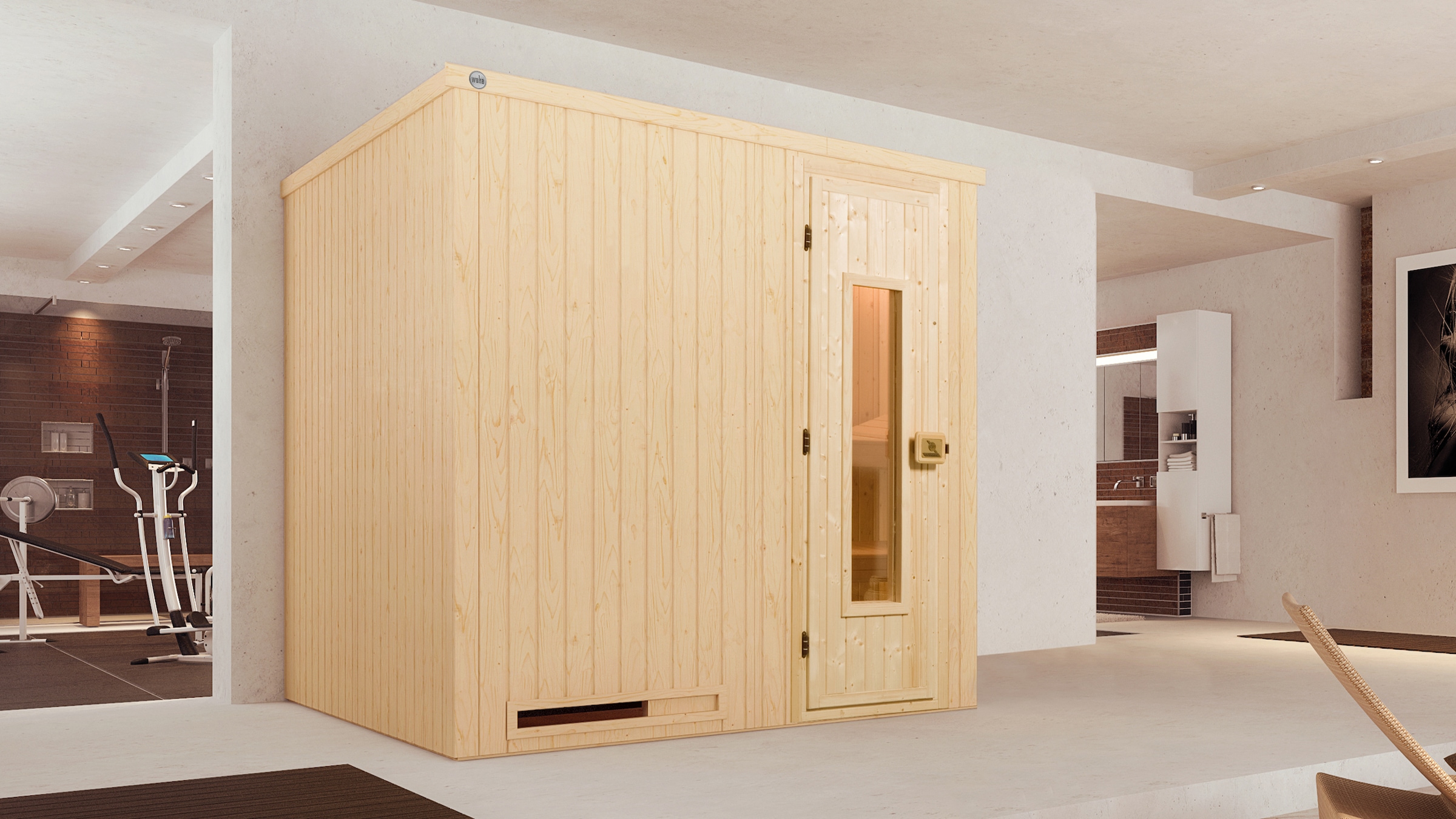weka Sauna »Elementsauna HALMSTAD 1«, vorgefertigte Elemente, isolierte Holztür