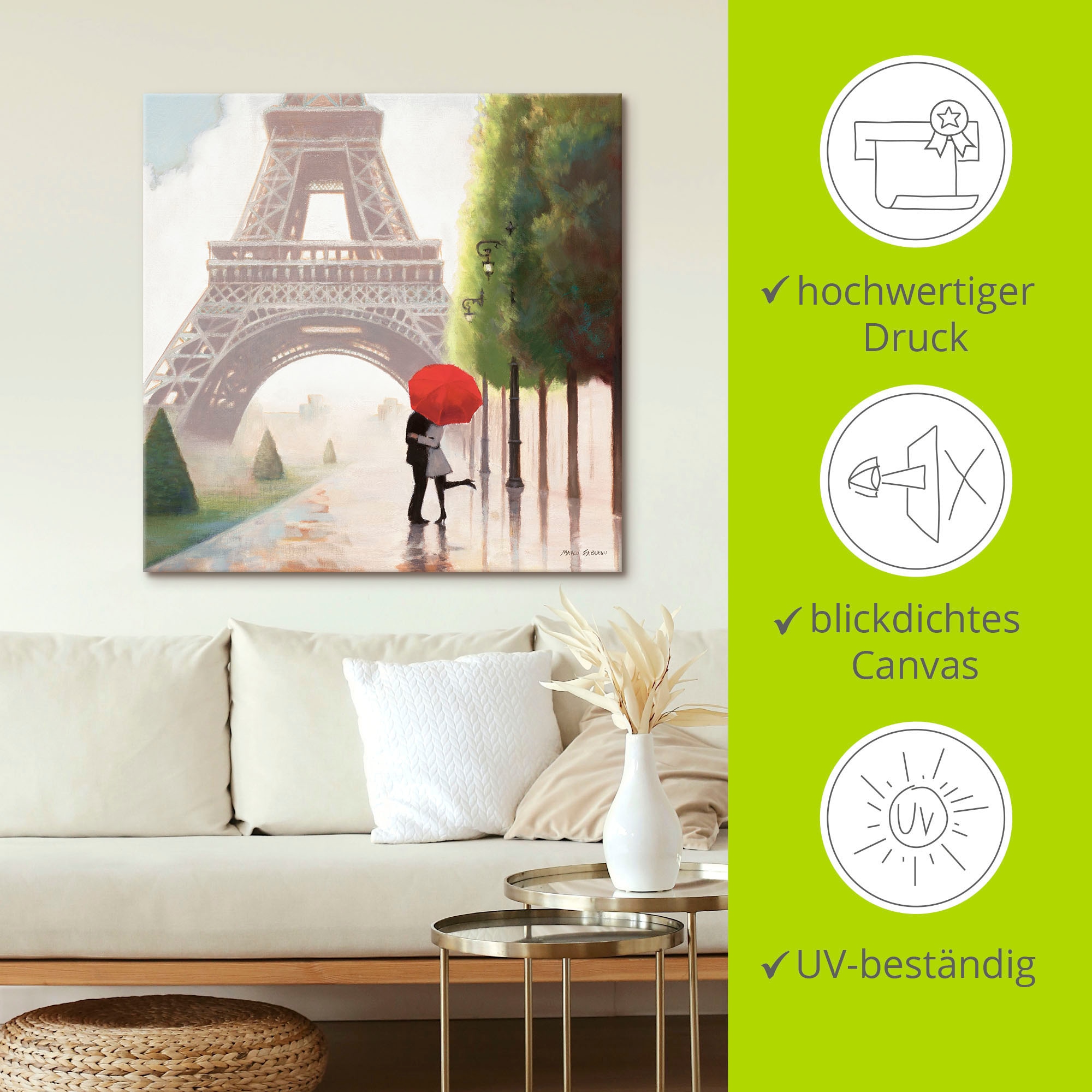 Artland Wandbild »Paris Romanze II«, Gebäude, (1 St.), als Leinwandbild, Poster, Wandaufkleber in verschied. Größen