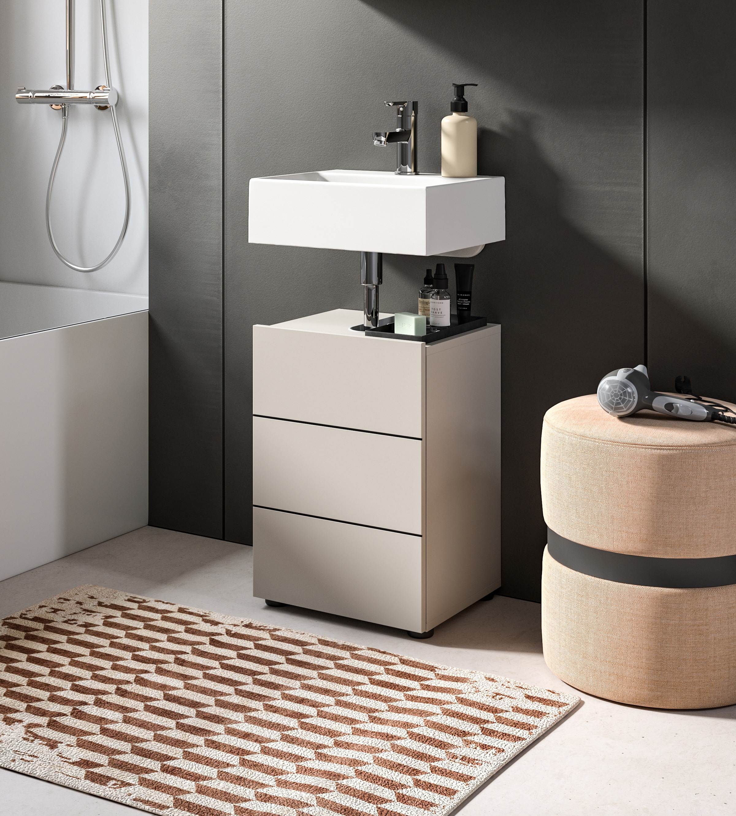 welltime Waschbeckenunterschrank "BIEL, Breite: 38 cm, 1 Tür, 2 Fächer, Sip günstig online kaufen