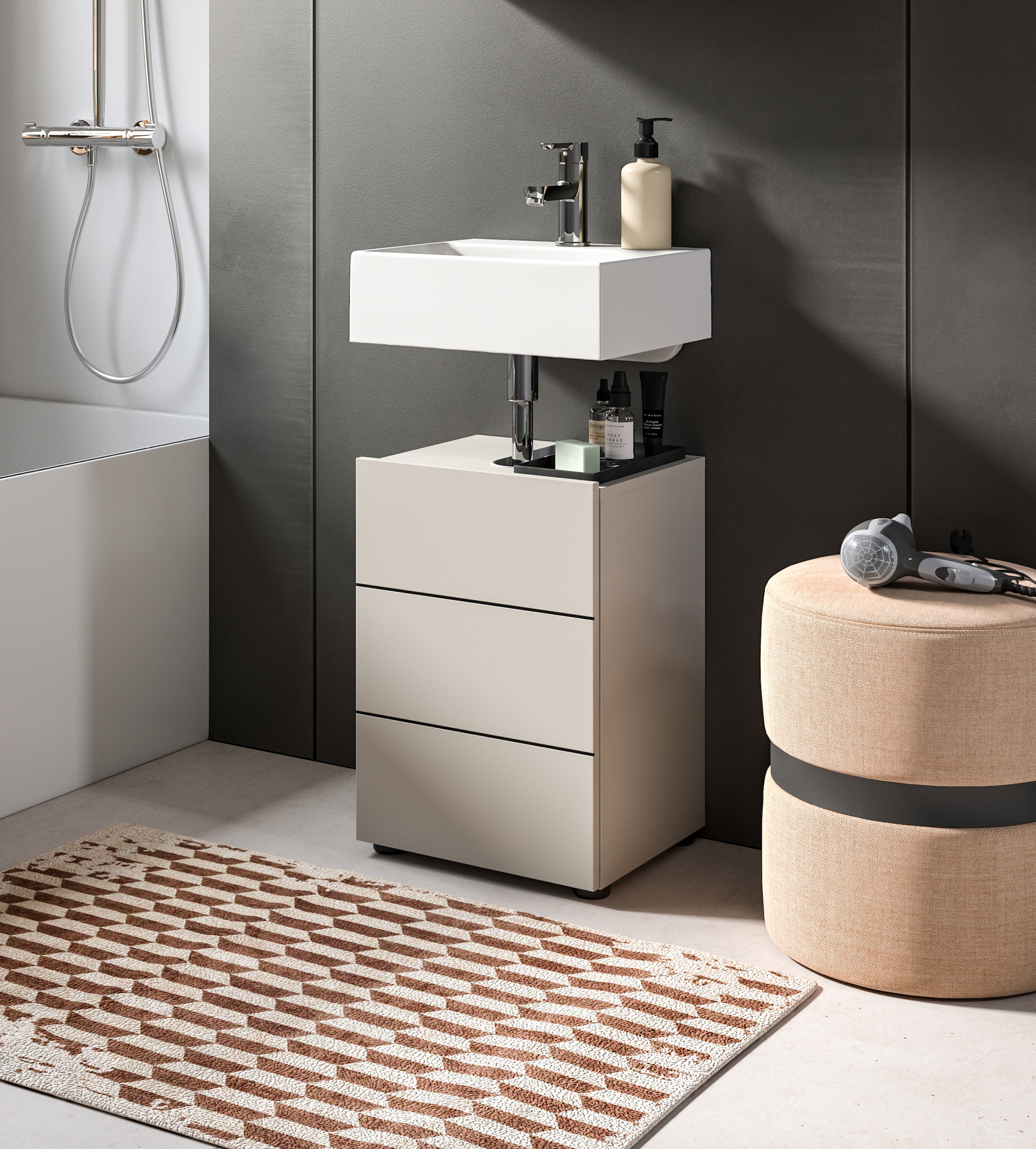 welltime Waschbeckenunterschrank "BIEL, Breite: 38 cm, 1 Tür, 2 Fächer, Sip günstig online kaufen