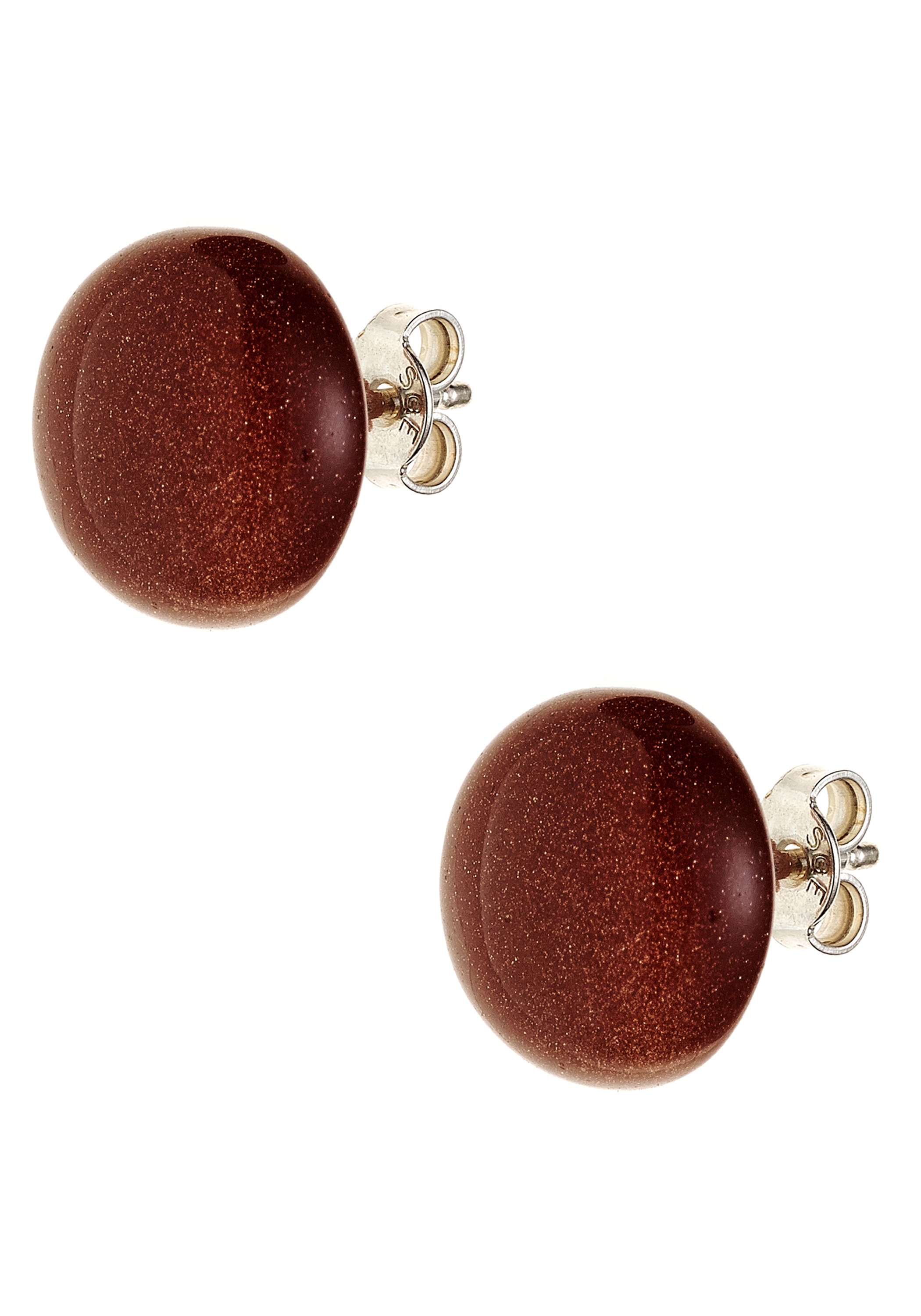 JOBO Paar Ohrstecker »Ohrringe Silberohrringe rund 12 mm« 925 Silber mit Goldfluss-Steinen