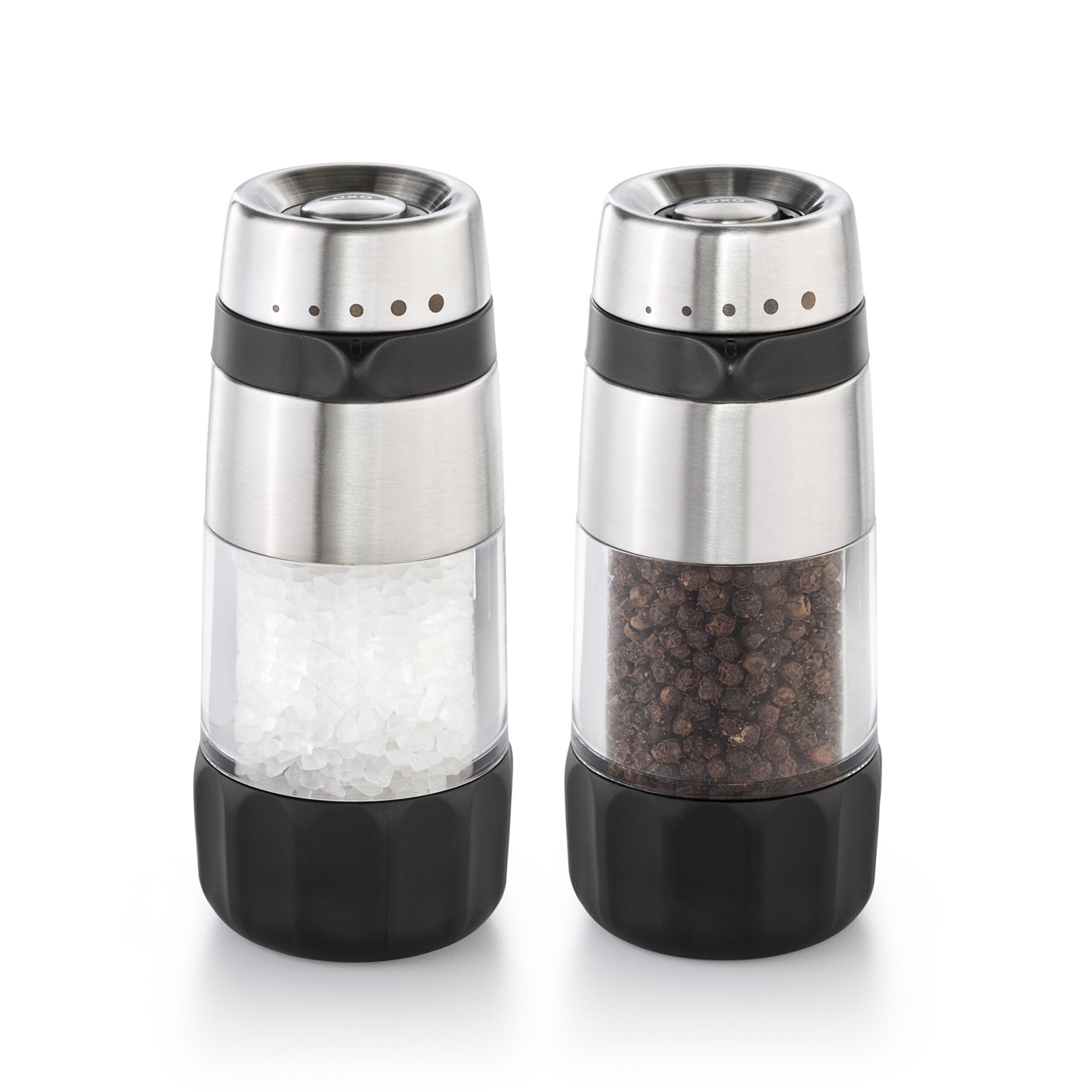 OXO Good Grips Salz-/Pfeffermühle "OXO Accent Mess- Salz und Pfeffermühlen Set" kombiniert stilvolles Design mit müheloser Funktionalität