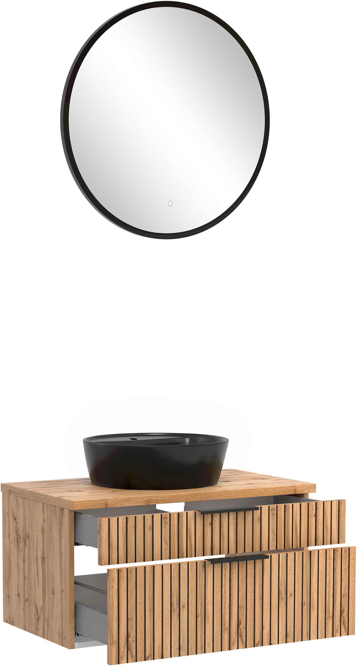 welltime Badmöbel-Set »Welltime, Carlton Waschtisch-Set, 80 oder 120 cm, gestreift«, (2 St.)