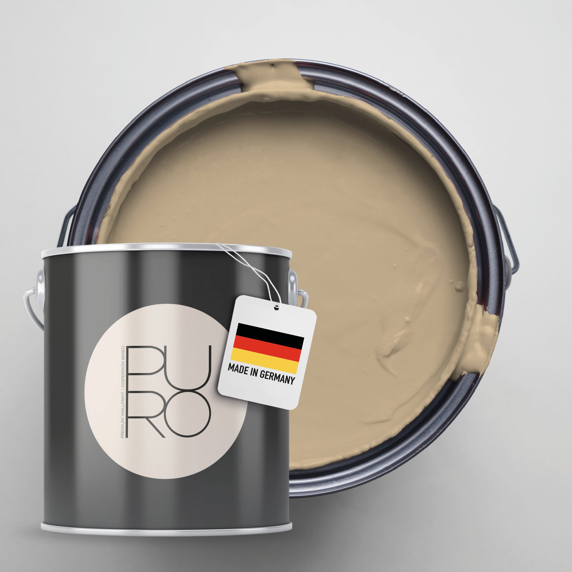 A.S. CRÉATION Wandfarbe "Premium Innenwandfarbe PURO Tuchmatt soothing brown", 1 l 1ml, beige, Farben, ideal für Wohnzimmer, Schlafzimmer, Flur und