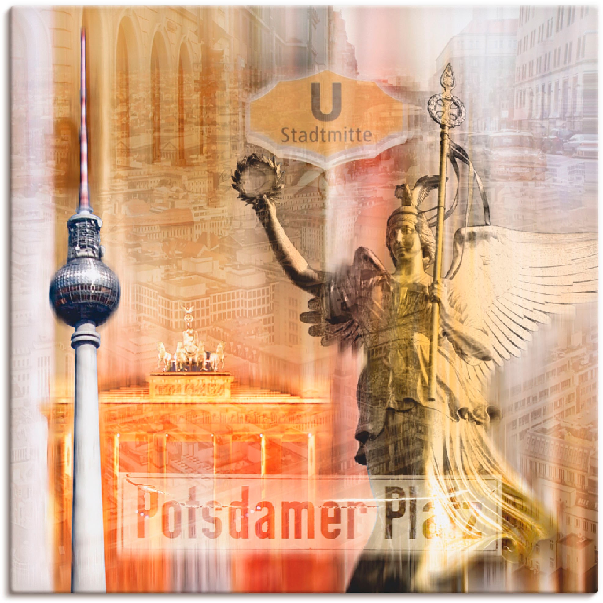 Artland Poster »Berlin Skyline Collage V«, Gebäude, (1 St.), als Leinwandbild, Wandaufkleber oder Poster in versch. Größen