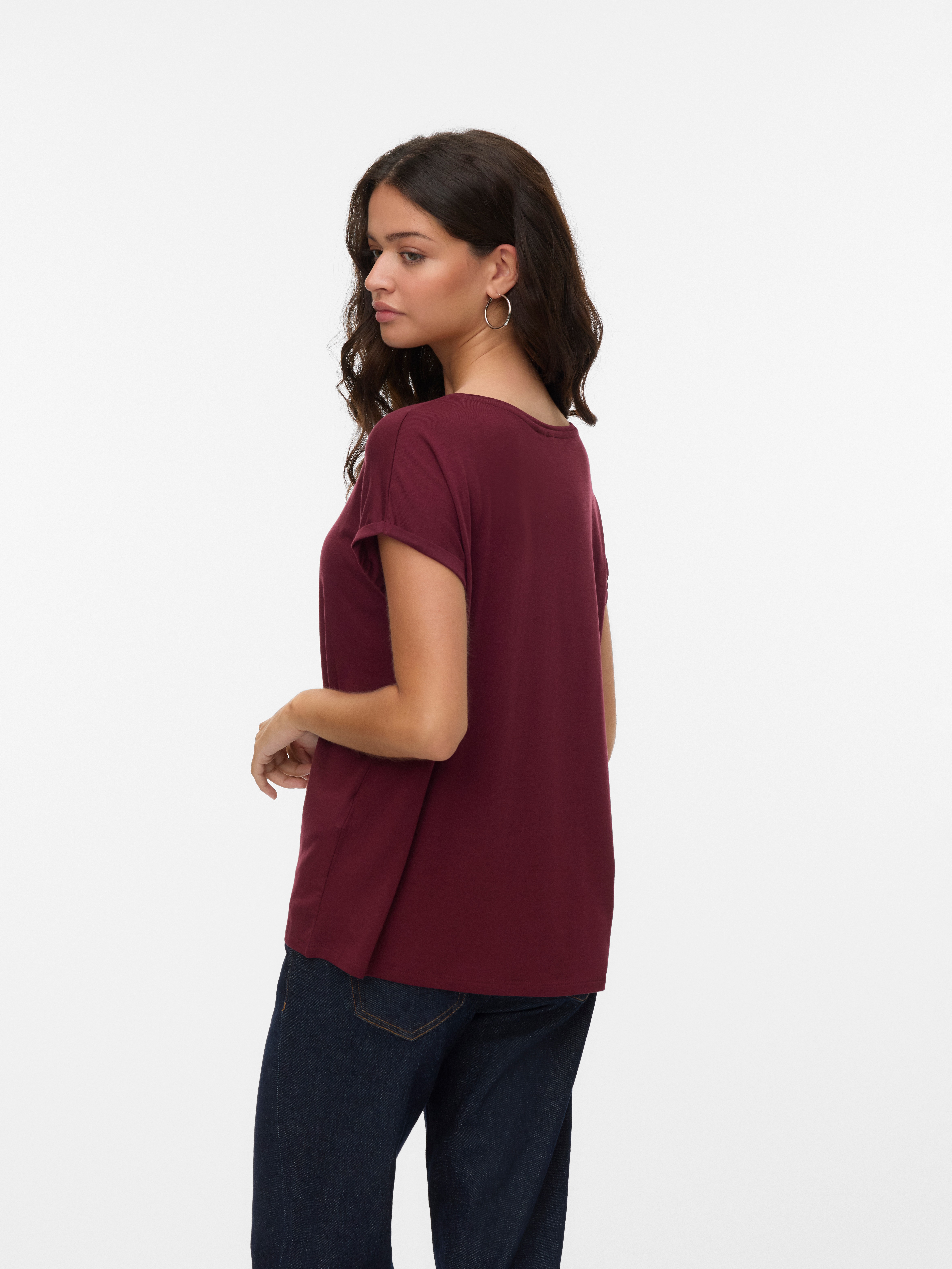 Thumbnail - Vero Moda Rundhalsshirt "VMAVA PLAIN SS TOP GAJRS NOOS" Materialmix, regular fit