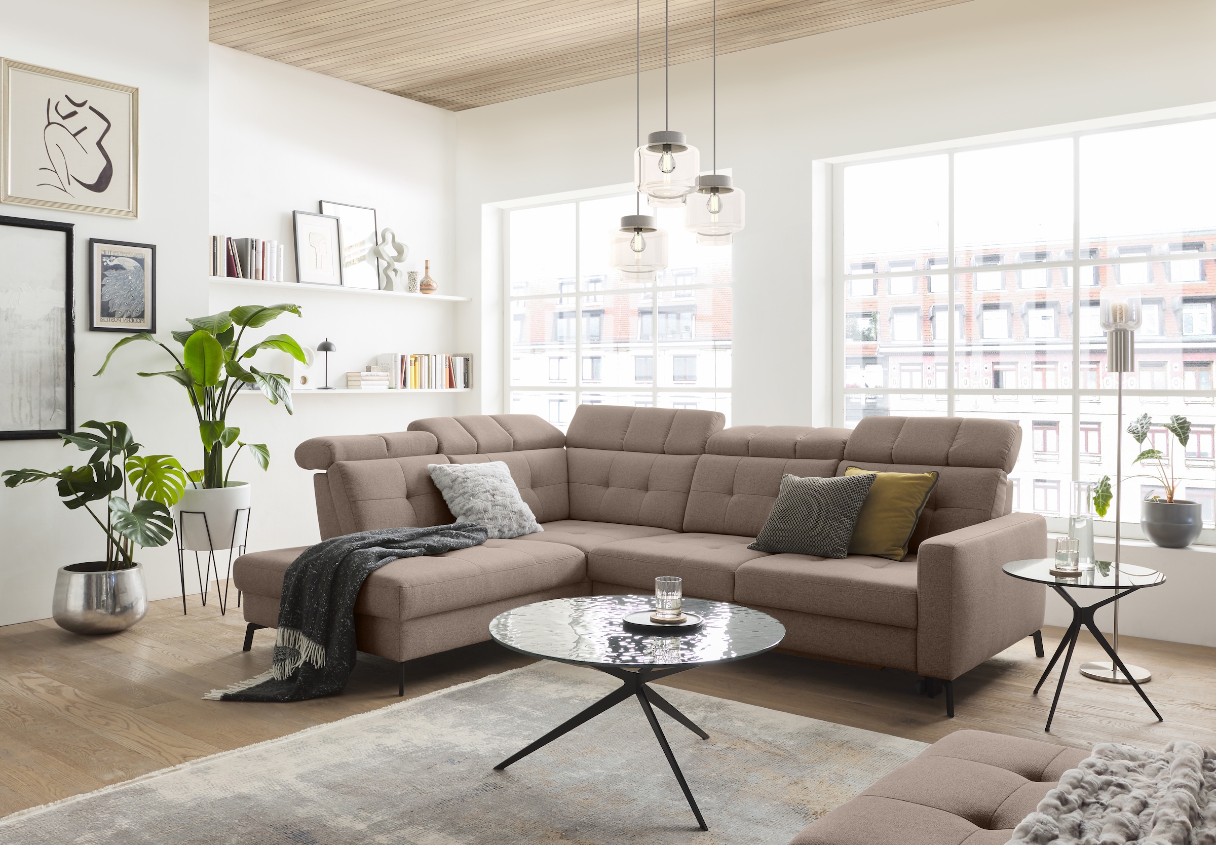 Musterring Ecksofa »MR 4615«, mit Kopf- und Rückenverstellung, Metallfuß schwarz, Maße 272 x 214 cm