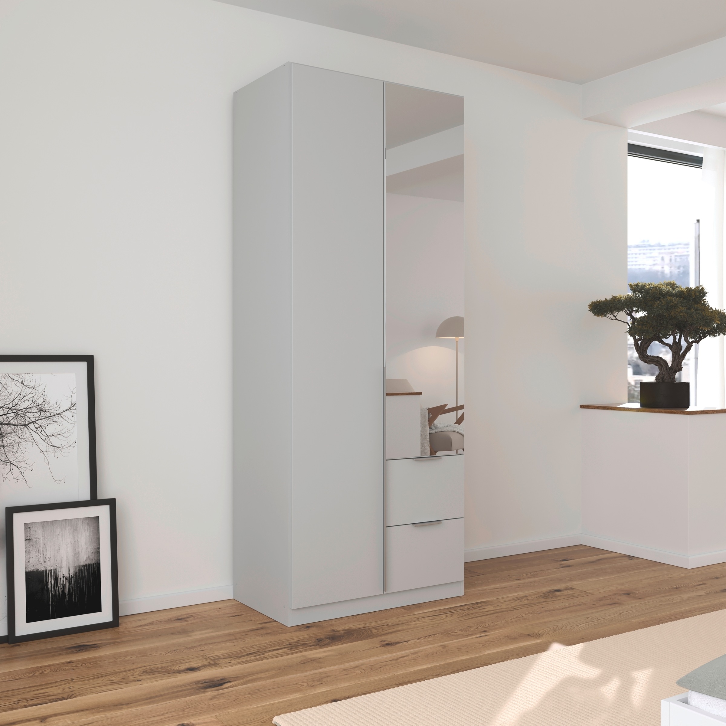 rauch Drehtürenschrank »Kleiderschrank Schrank Garderobe AGORDO mit Dekor- oder Hochglanzfront«, (in zwei Griff-Farben mit Dekor- oder Hochglanzfront), mit Außenschubkästen, in 6 Breiten und 2 Höhen MADE IN GERMANY