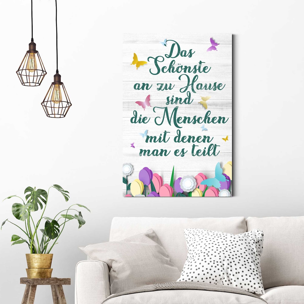 Wohnen Wohnaccessoires Reinders  Wandbild »Wandbild Zu Hause Familien - Lebensfreude - Weisheit«, Schriftzug, (1 St.) 