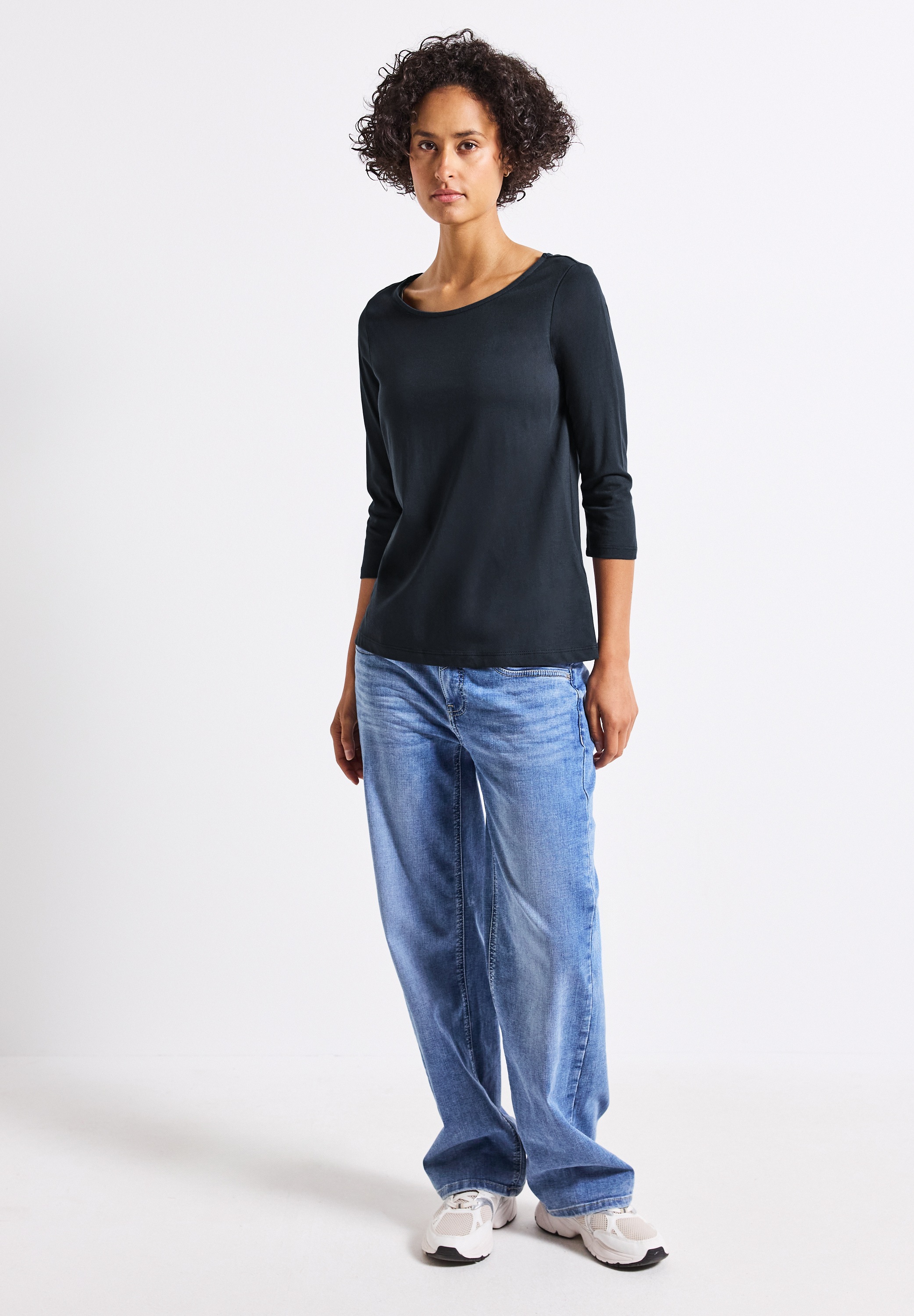 Thumbnail - STREET ONE Langarmshirt aus Baumwolle mit Stretchante