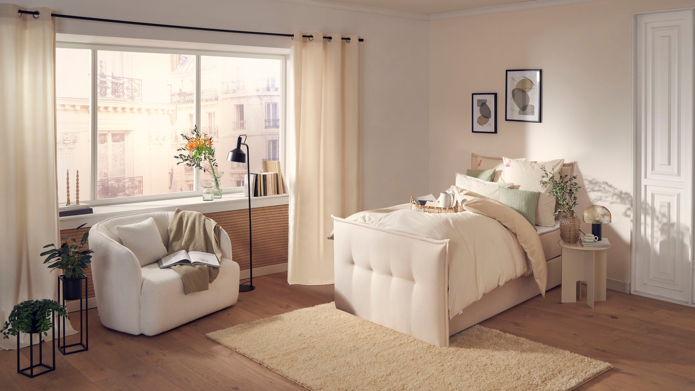Boxbett HOME AFFAIRE "Kederleicht", beige, B:155cm L:226cm, Komplettbetten, Boxspringbett, inklusive Fußteil, Bettkasten & Topper, in 4 Breiten und 2 Härtegraden 2