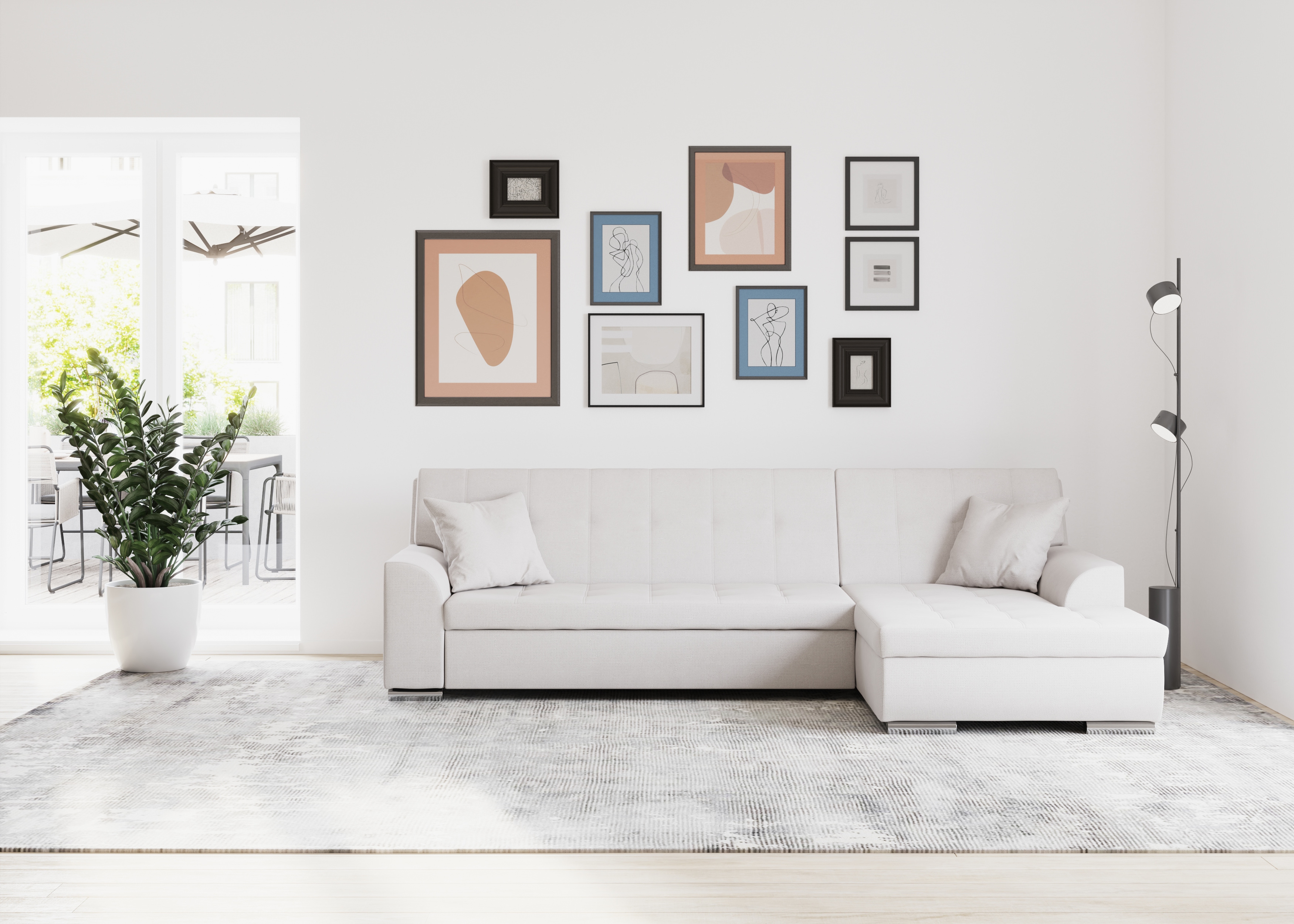 DOMO collection Ecksofa "TREVISO viele Bezüge, auch in Cord, L-Form, 267x178 cm" wahlw. mit Bettfunktion, inkl. Zierkissen, Unser Dauertiefpreis