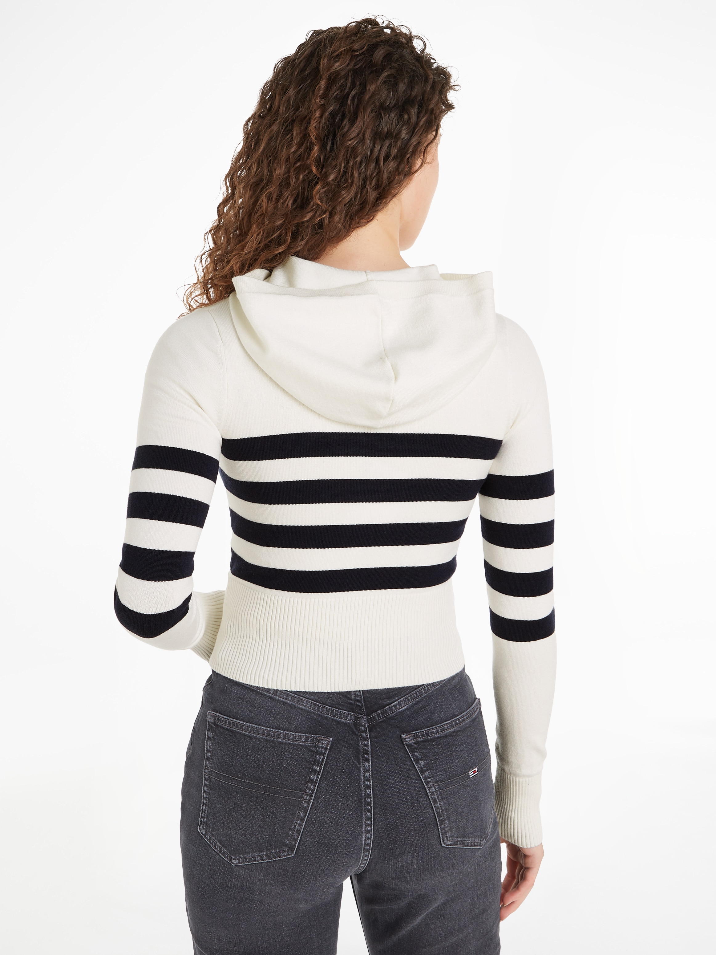 Tommy Jeans Sweatjacke »TJW STRIPE ZIP THRU BADGE HOOD«, mit Tommy Jeans Flagge