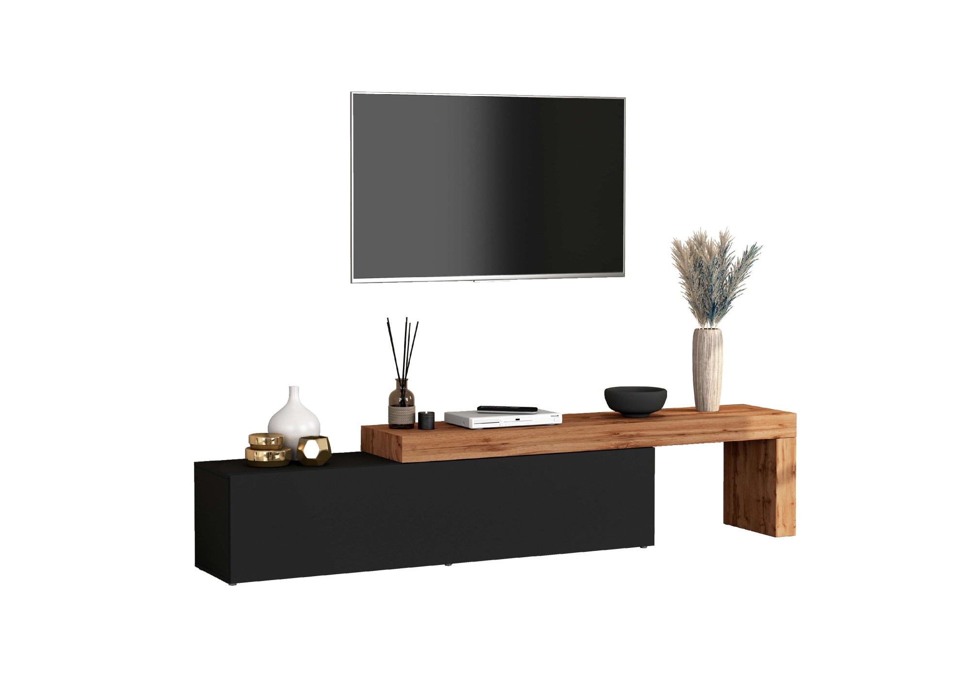 INOSIGN TV-Board »Chronos TV-Board, Lowboard«, (1 St., Breite verstellbar von 190 bis 350 cm), Breite 270 cm TV-Board,Lowboard,1 Klappe und ein L-Förmiger Aufsatz