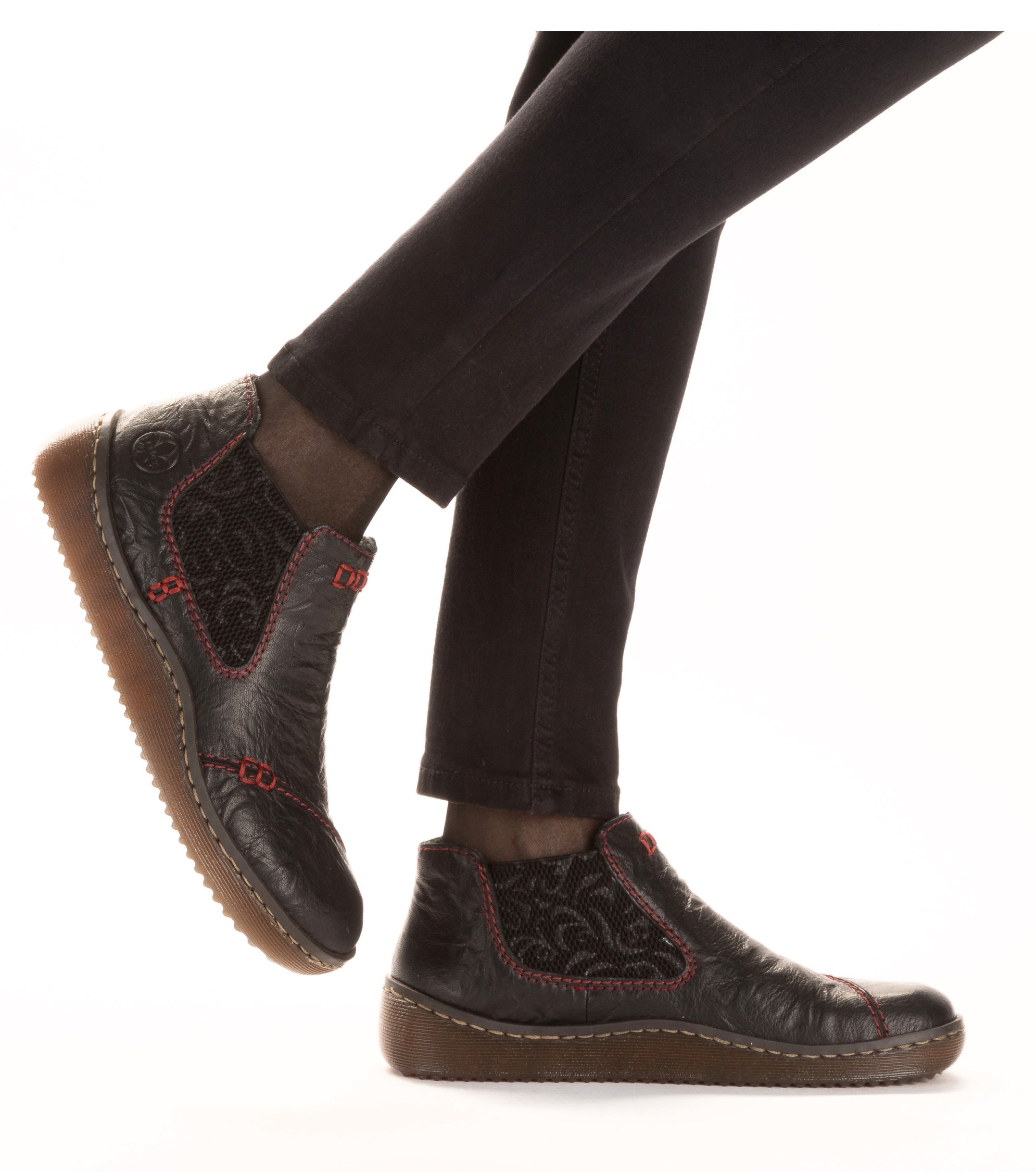 Rieker Chelseaboots, Stiefelette, Boots, Schlupfschuh mit gemustertem Stretcheinsatz