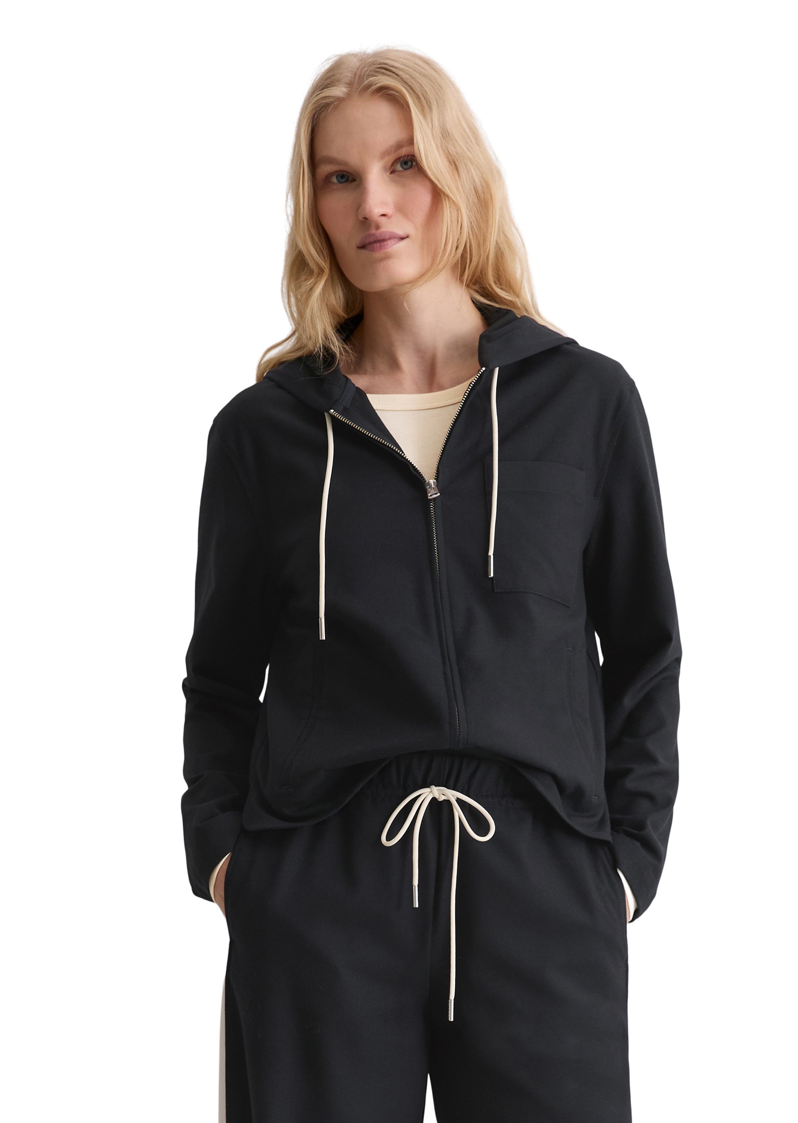 Hemdjacke MARC O'POLO "aus recyceltem Polyester und Viskose", Damen, Gr. 46, deep night blau, Obermaterial: 63% Polyester, 34% Viskose, 3% Elasthan, unifarben, Jacken