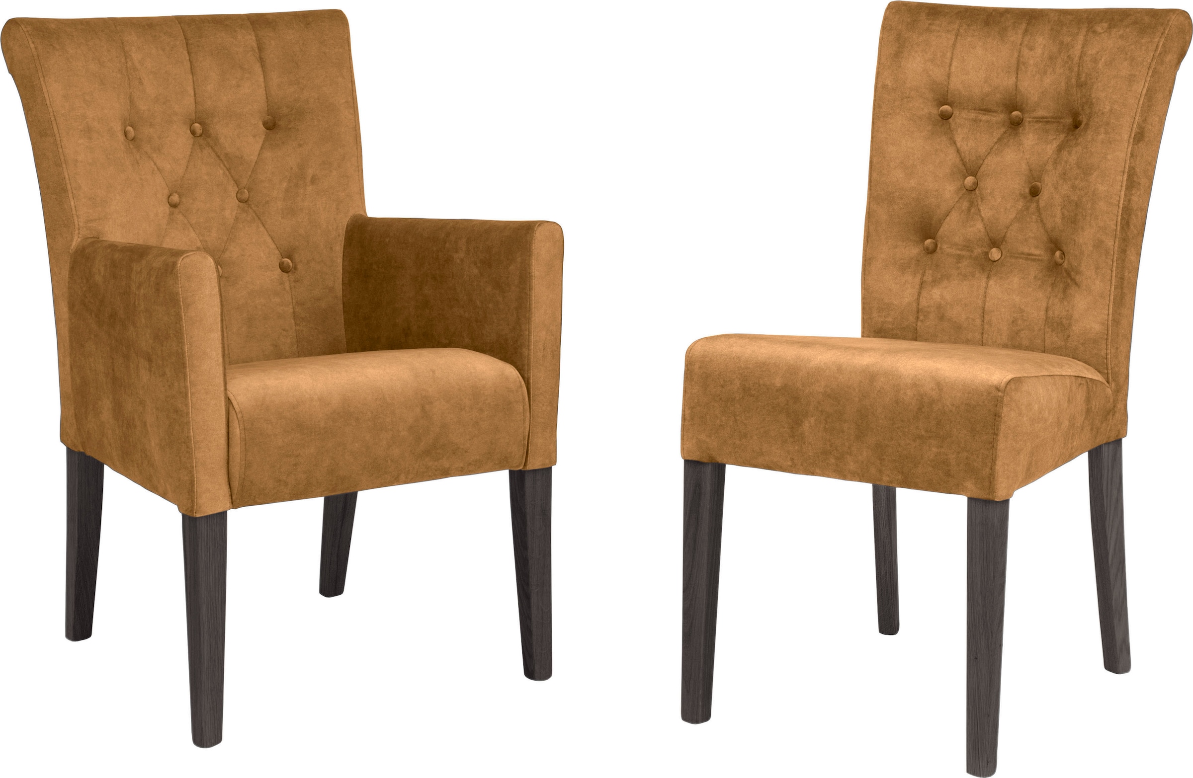 Home affaire Esszimmerstuhl »Queen BESTSELLER«, (Set), 2 St., Samtvelours, Polsterstuhl mit Knopfheftung, 2er, 4er oder 6er Set