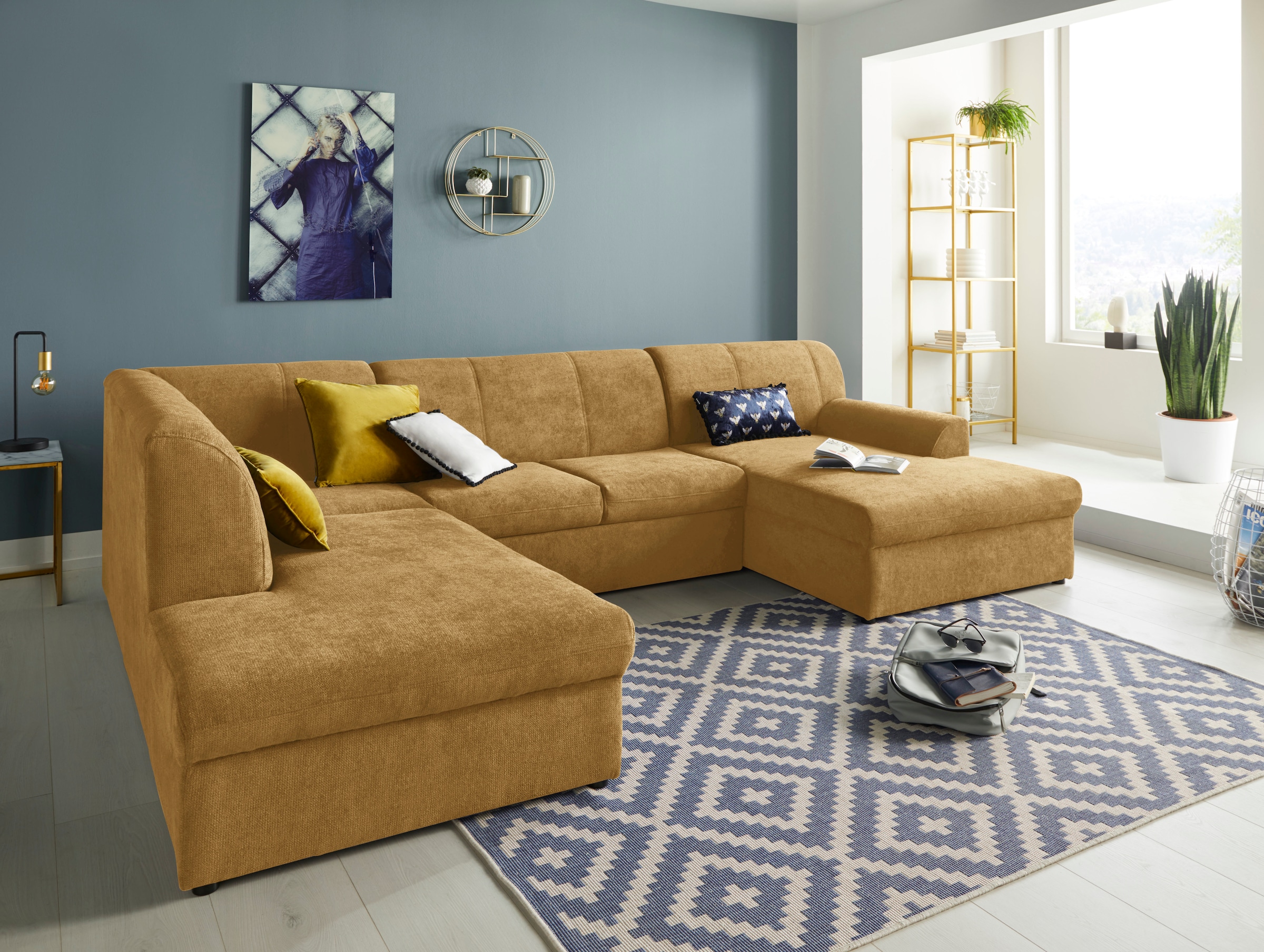 DOMO collection Wohnlandschaft "Topper, elegant und zeitlos, komfortabel, U-Form" wahlweise mit Bettfunktion