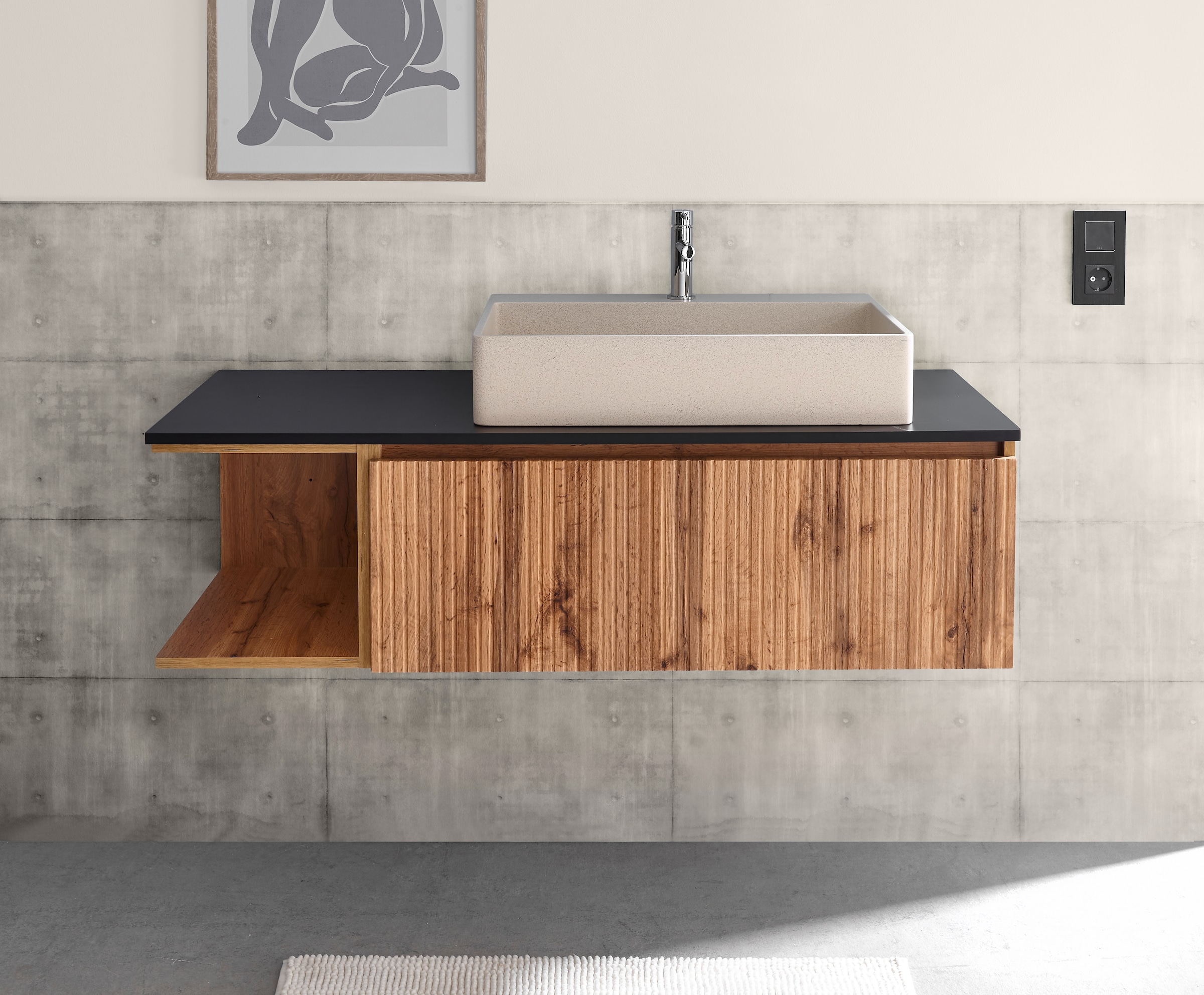 BASIC by Balculina Waschbeckenunterschrank »Loris BxHxT 120x34x47 cm« 1 Stk. tlg. Breite 120cm, Softclose, L/R montierbar