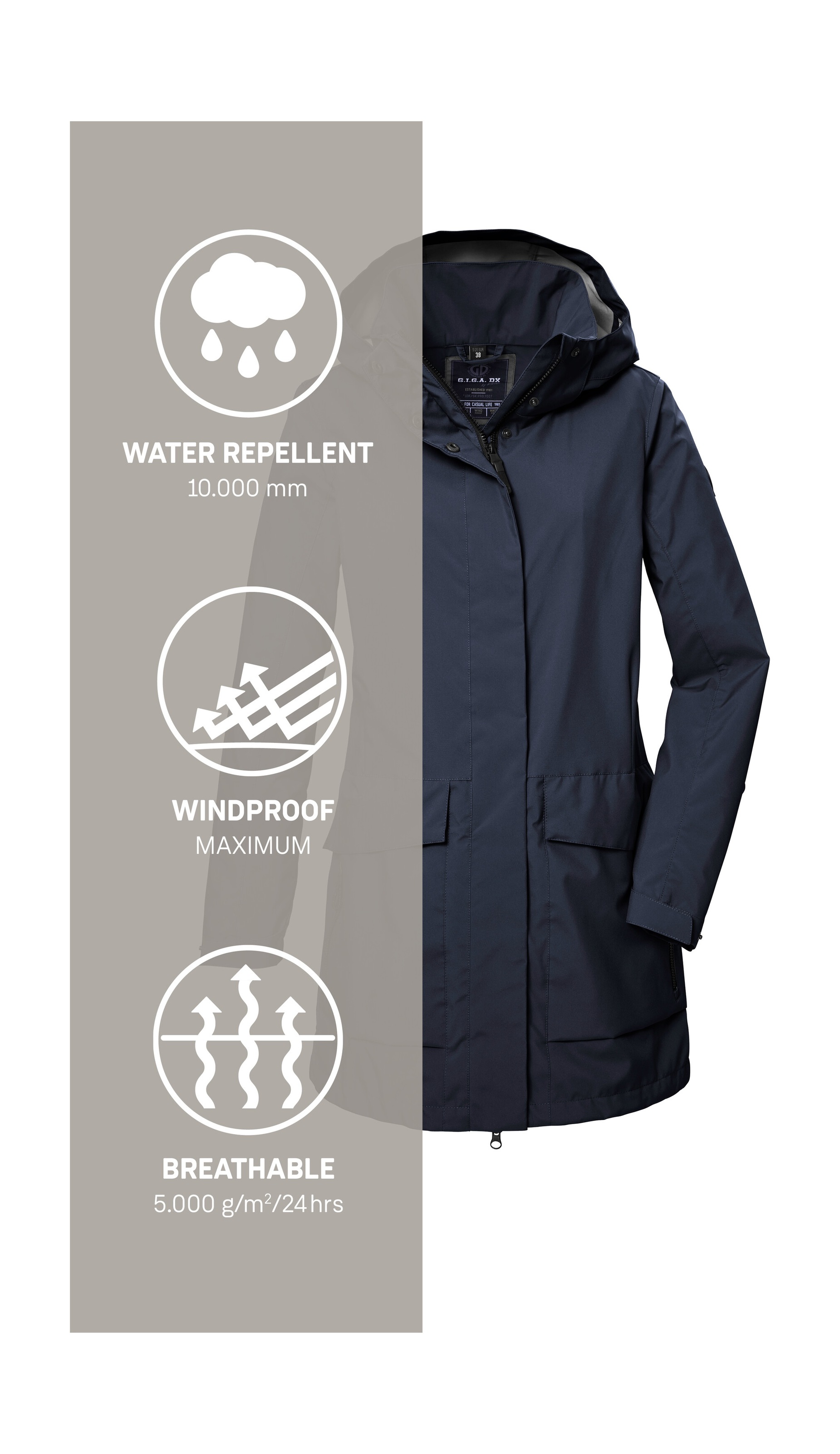 G.I.G.A. DX by killtec Softshellparka »GS 95 WMN SFTSHLL PRK«, Wasser- und windabweisender, atmungsaktiver Softshellparka