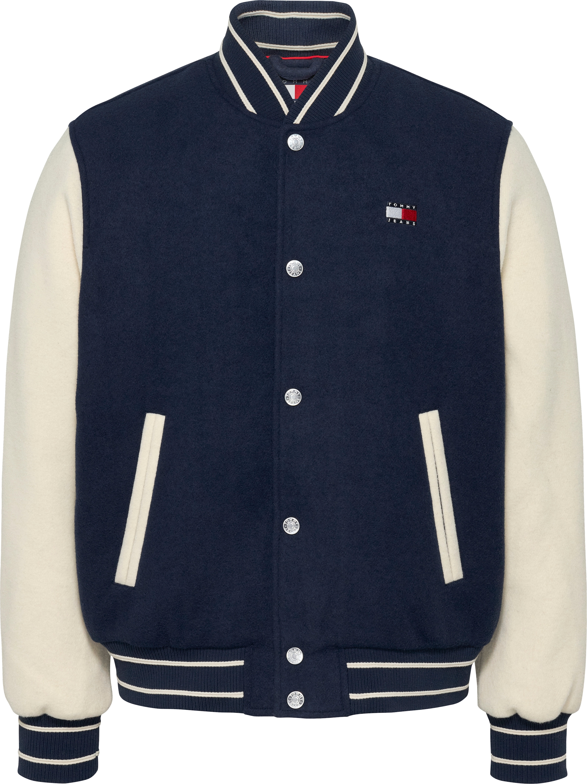 Tommy Jeans Bomberjacke »TJM WOOL BLEND VARSITY JKT EXT«, mit Colorblock-Design, Logostickerei