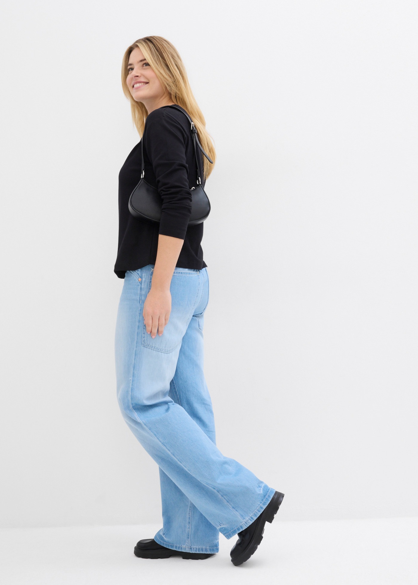 bonprix Langarmshirt aus schwerer Baumwolle, weiches Obermaterial