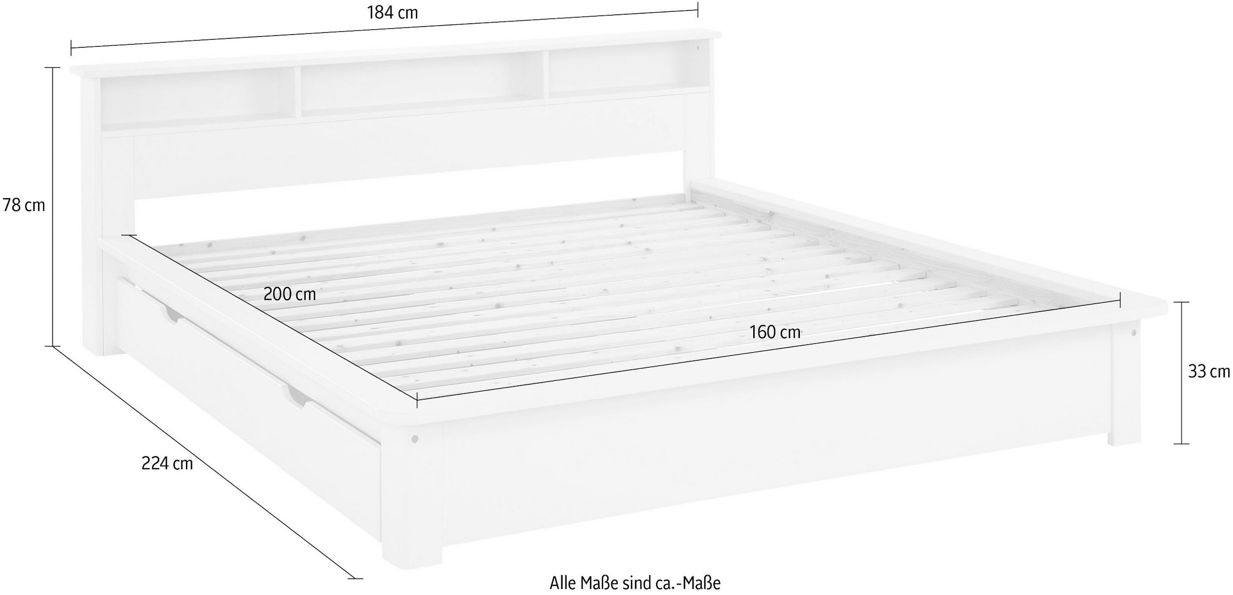 Home affaire Massivholzbett »"KERO" BESTSELLER! Stauraum im Kopfteil«, zertifiziertes Massivholz (Kiefer), optional mit Schublade