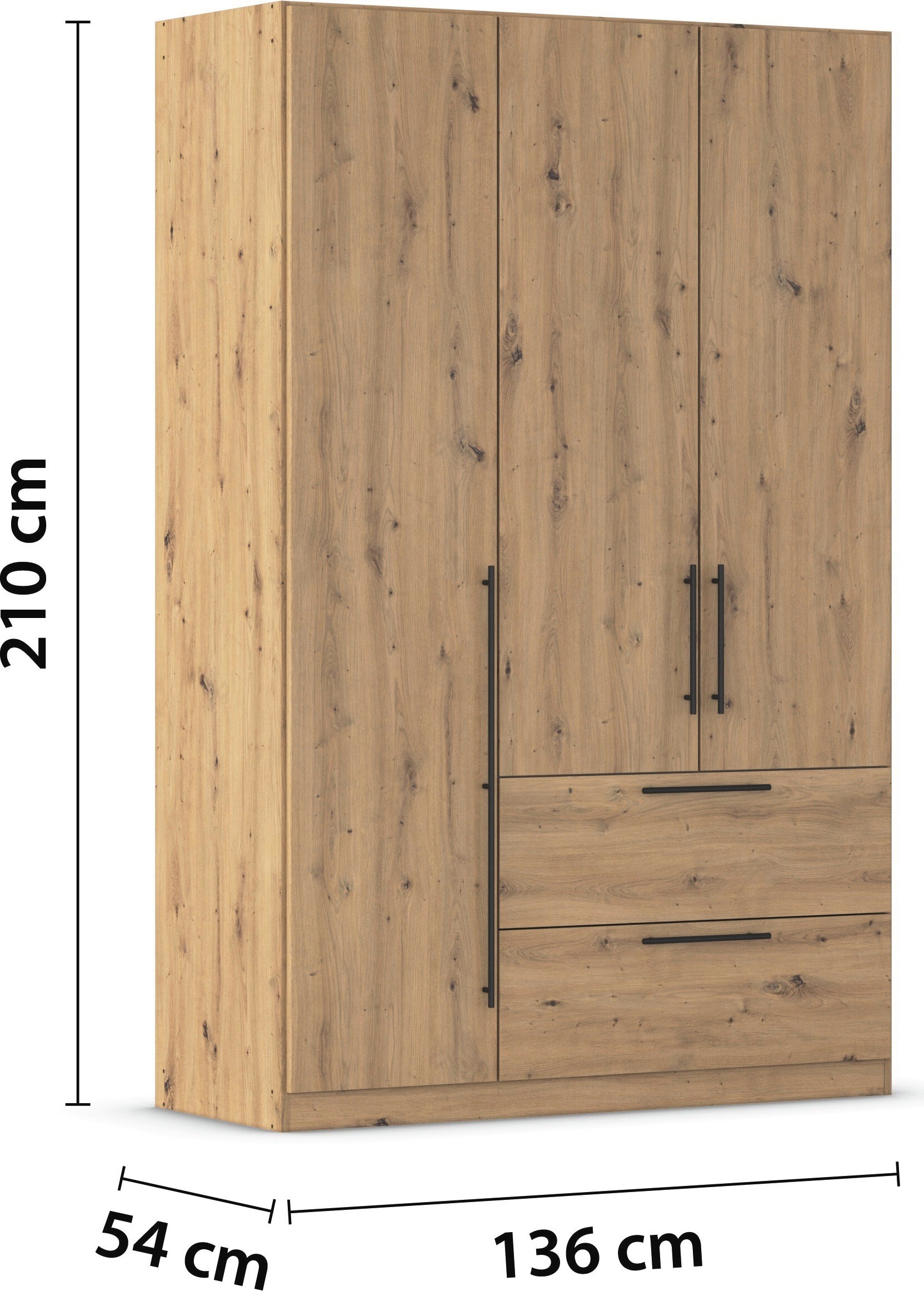 rauch Kleiderschrank »Drehtürenschrank Schrank Garderobe Wäscheschrank Schlafzimmer AVOLA«, (in 3 verschiedenen Ausstattungen BASIC/CLASSIC/PREMIUM), mit hochwertigen Stangengriffen aus Metall in Schwarz MADE IN GERMANY