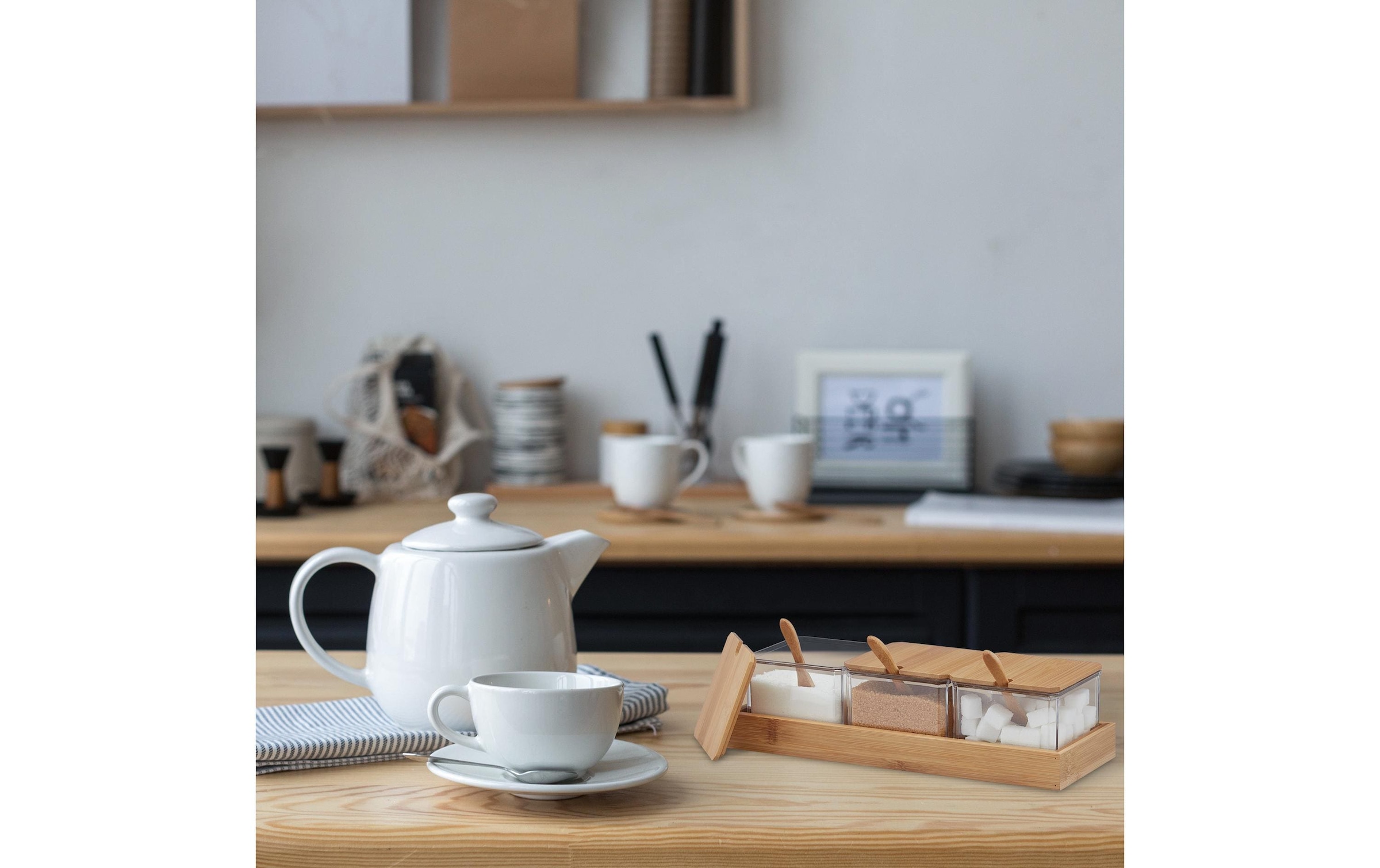 relaxdays Zuckerdose »400 ml 3 Stück« Holzart: Bambus (China)