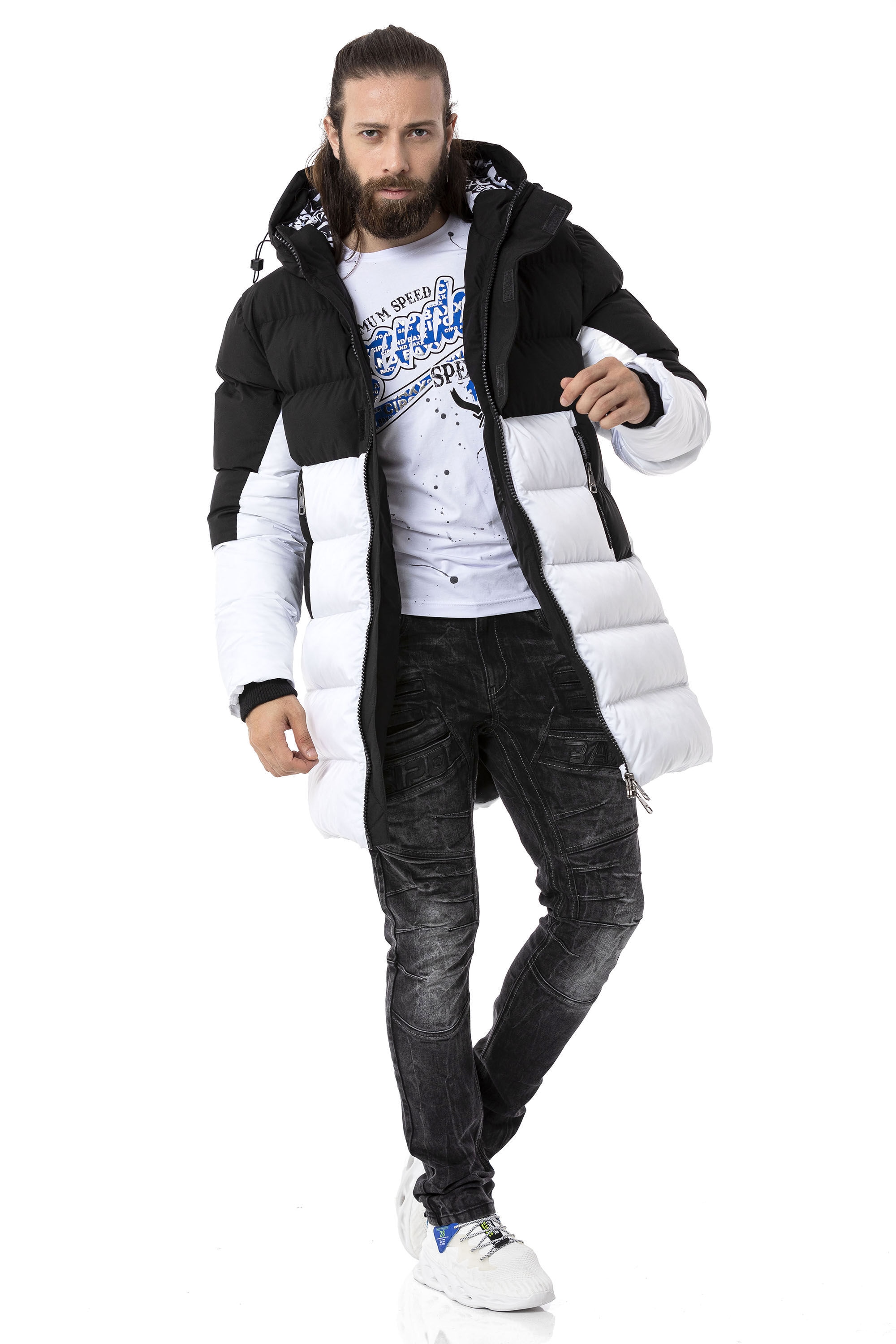 Cipo & Baxx Winterjacke »Winterjacke«, mit Kapuze, im Kontrast-Look