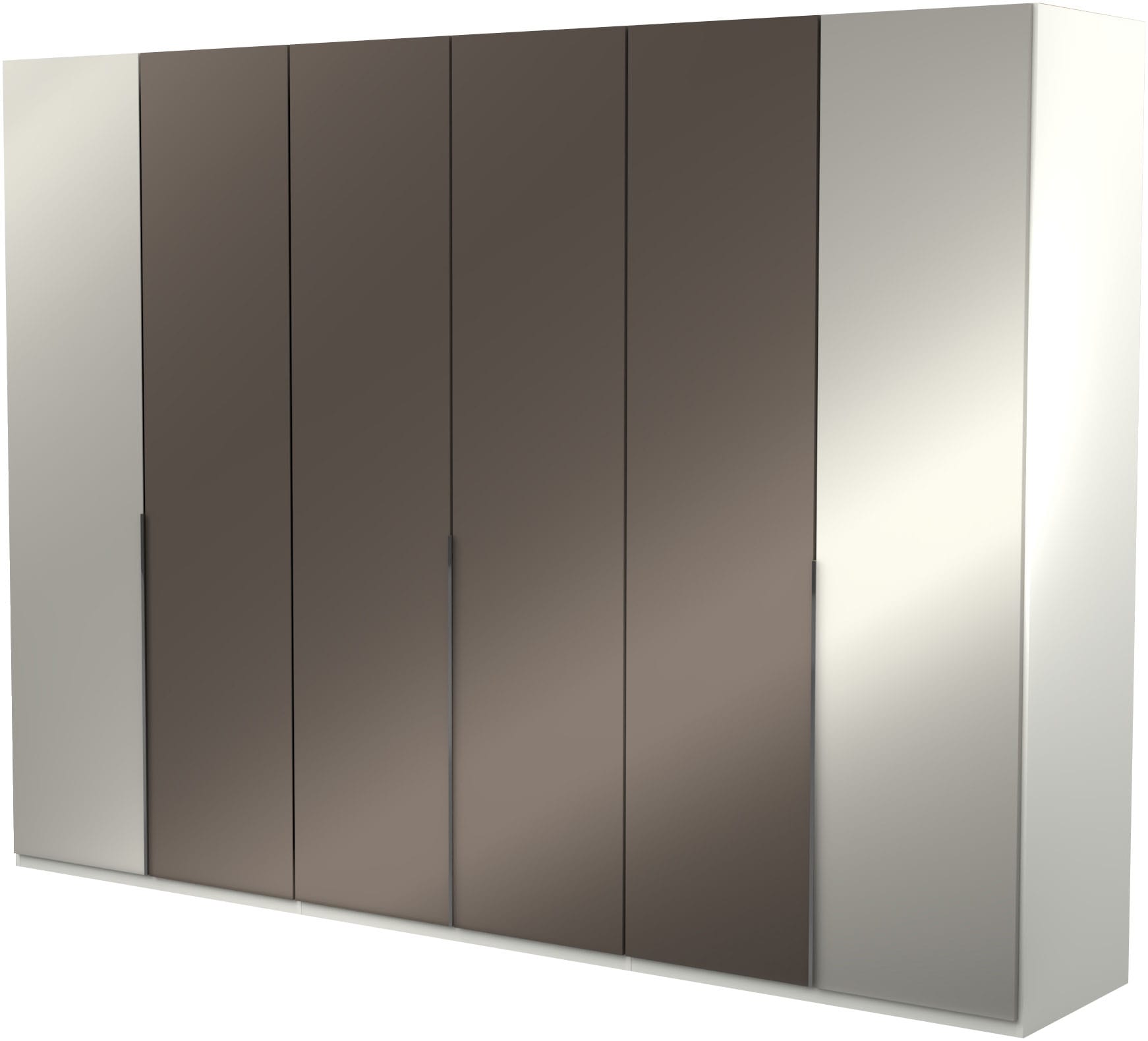 Musterring Kleiderschrank "San Diego, Kleiderschrank, Schrank, Garderobe, mit Glastüren" 1 Stk. tlg. 6-türig (gedämpft), 6 Böden, 3 Kleiderstangen, Chromgriffe