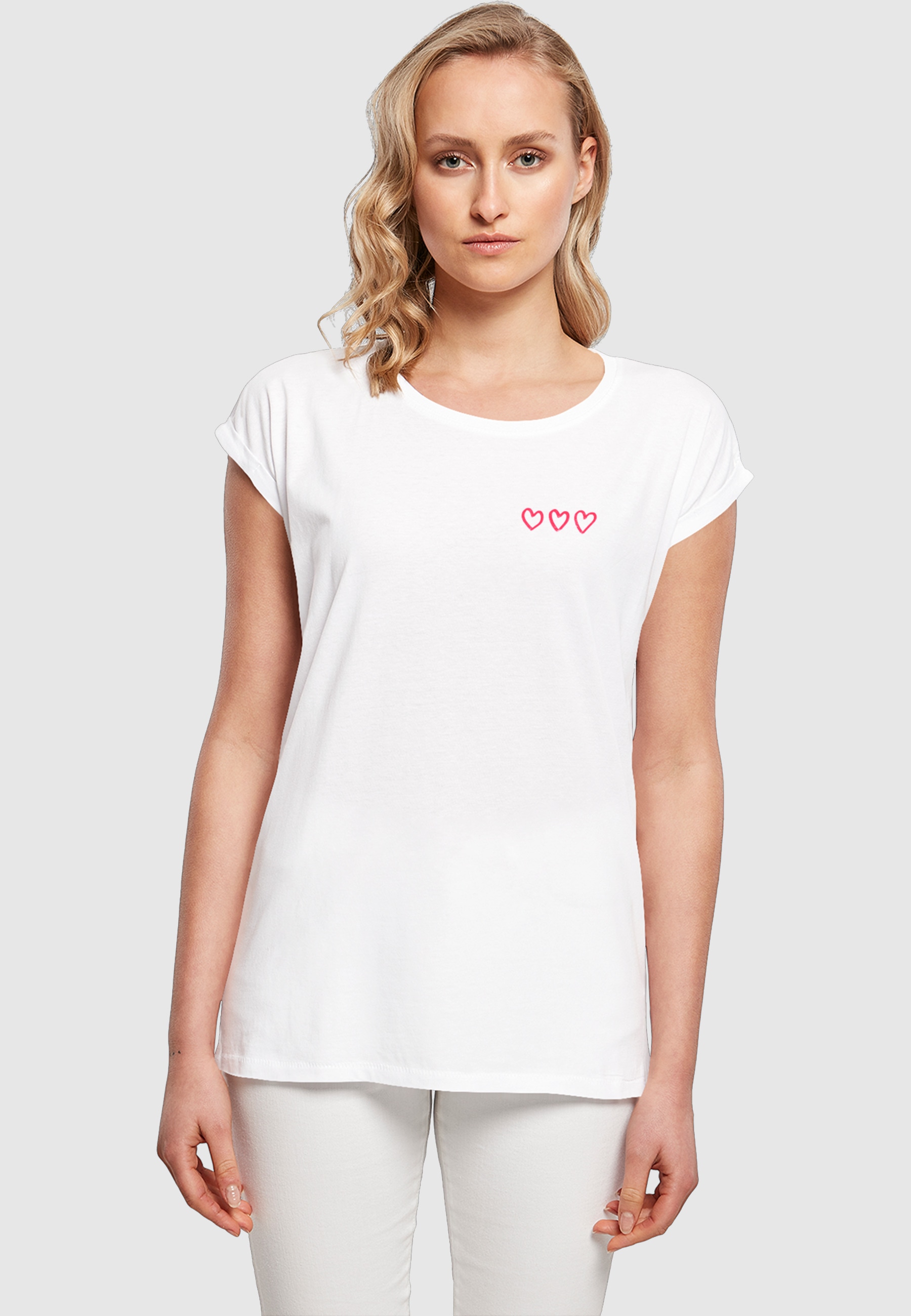 Miss Tee T-Shirt »Miss Tee Three In A Row Ladies Extended Shoulder Tee« 1 Stk.