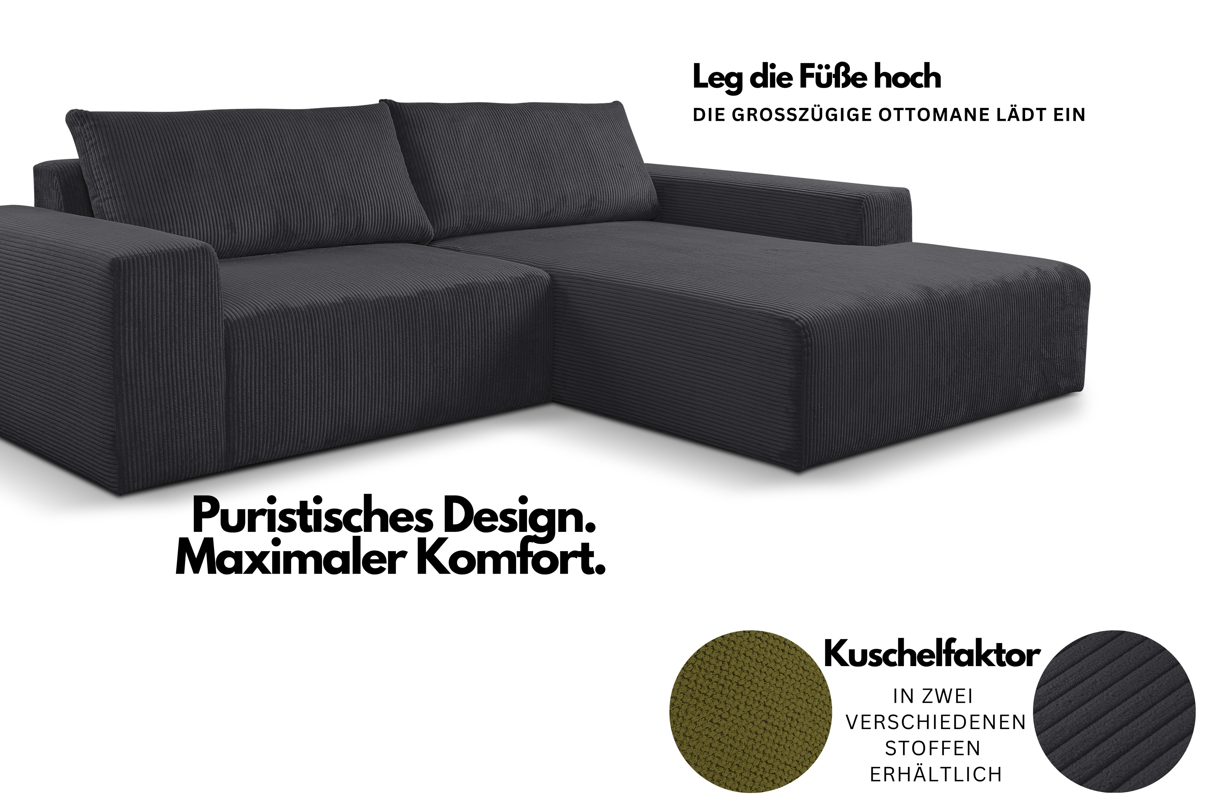 Thumbnail - WERK2 Ecksofa "Rio, elegant & bequem, Breite 262 cm, L-Form" Puristisches Design mit maximalem Komfort